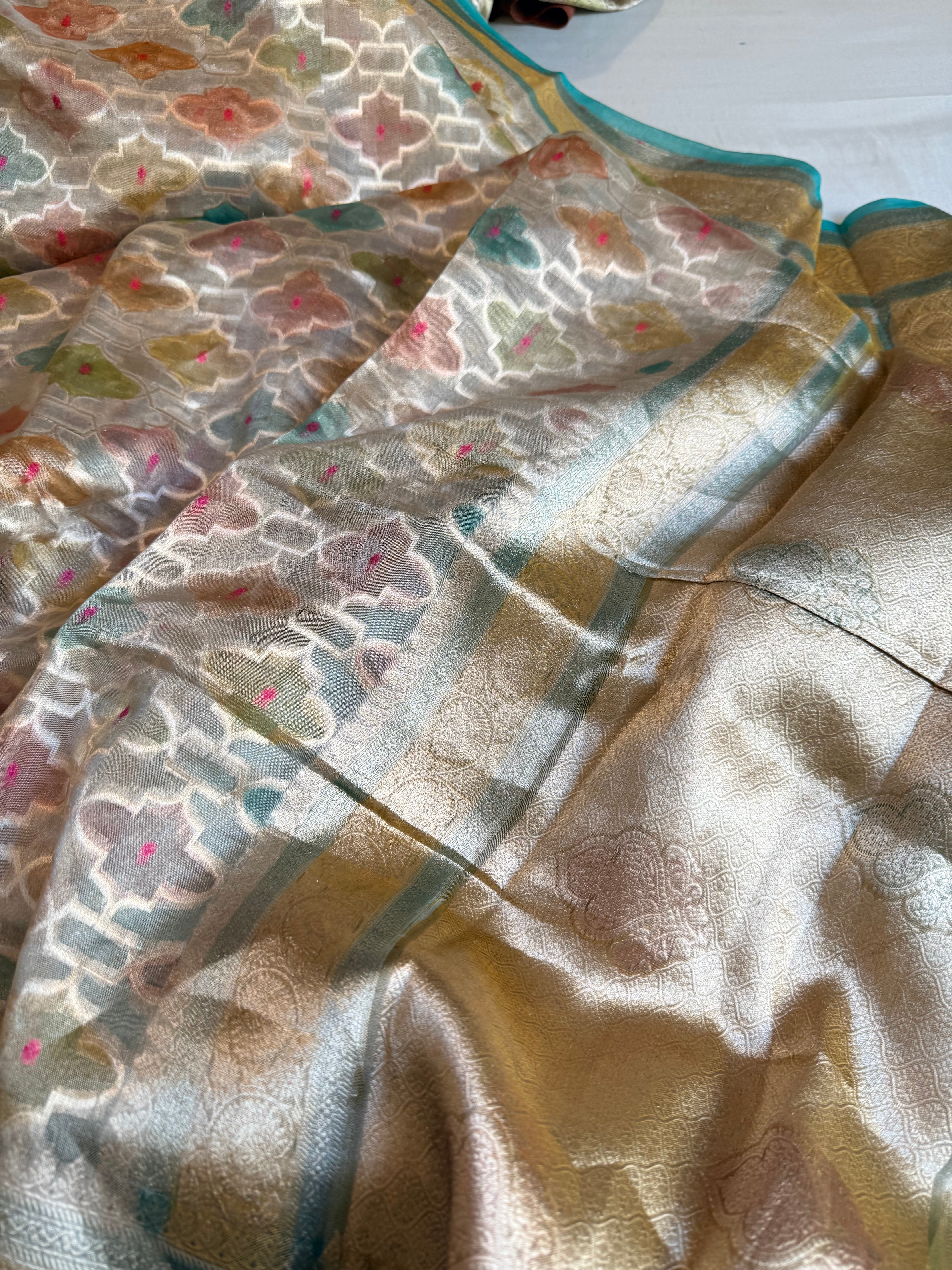 Rangeen diamond tissue silk rangkaat kadhwa saree