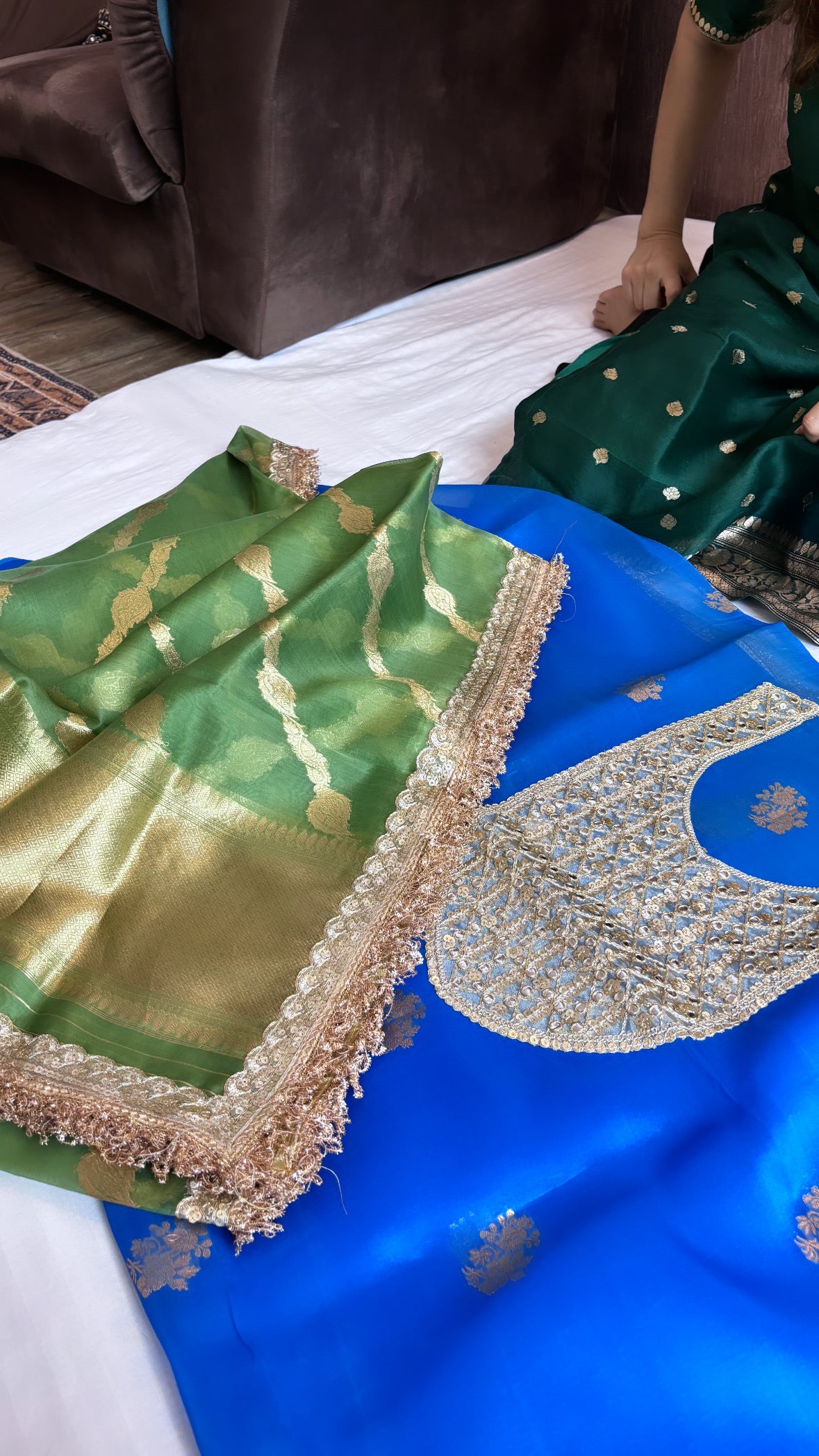 Peacock blue-green shade heeramandi suit set