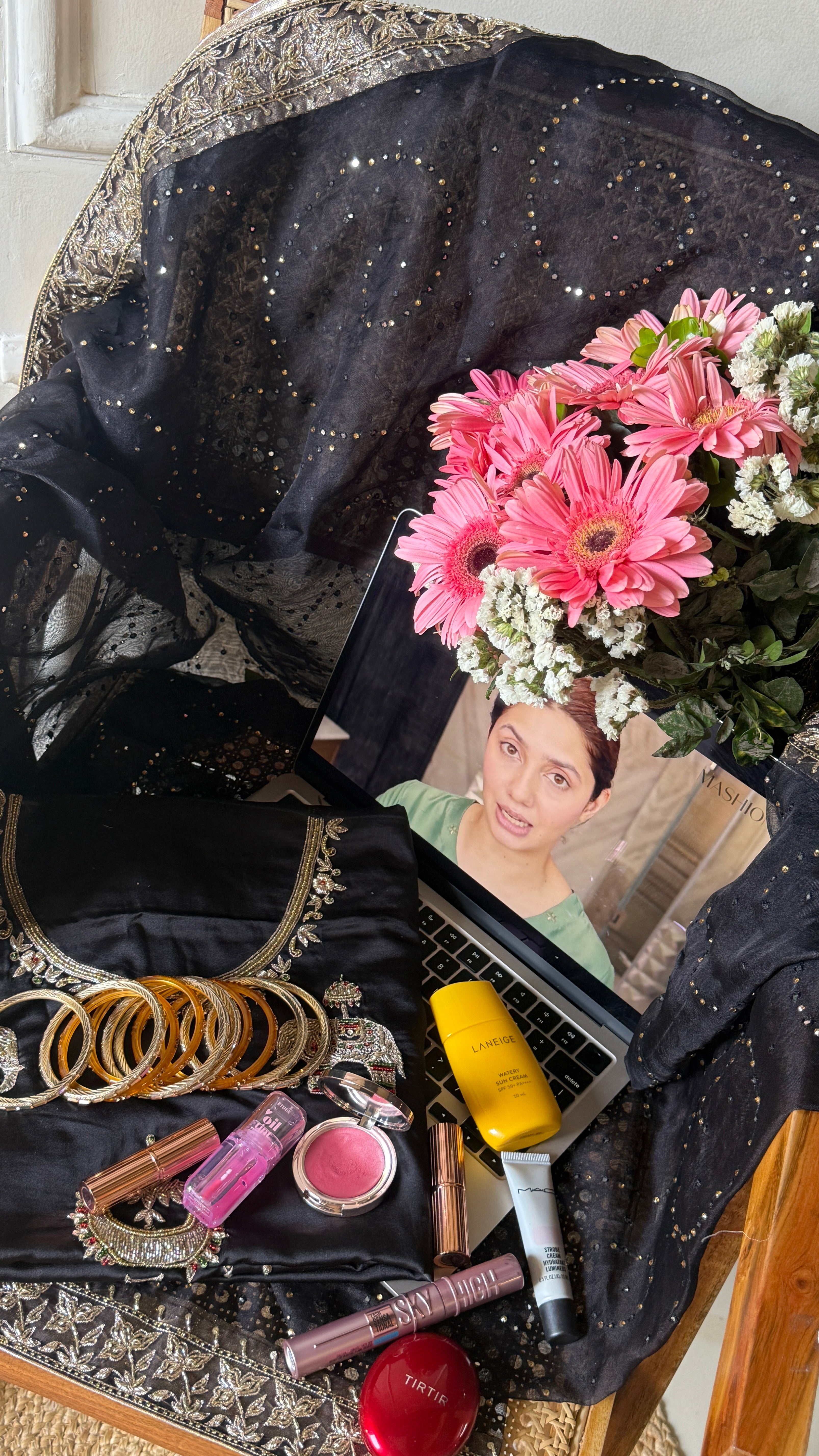 Black mashru silk elephant hand embroidery kurta with heavy hand embroidered duppata set