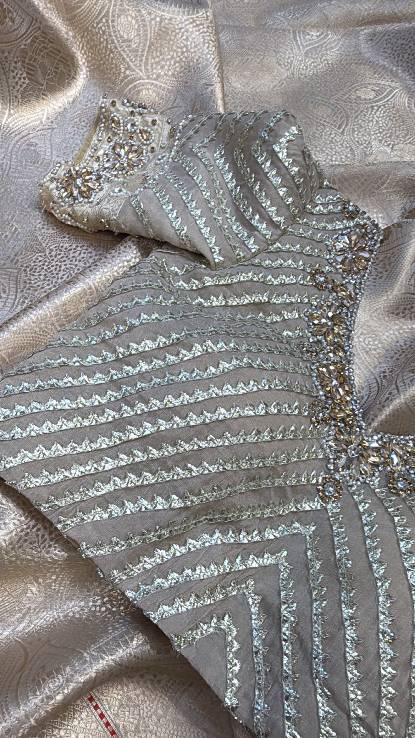 Liquid gold banarasi hand embroidered blouse piece