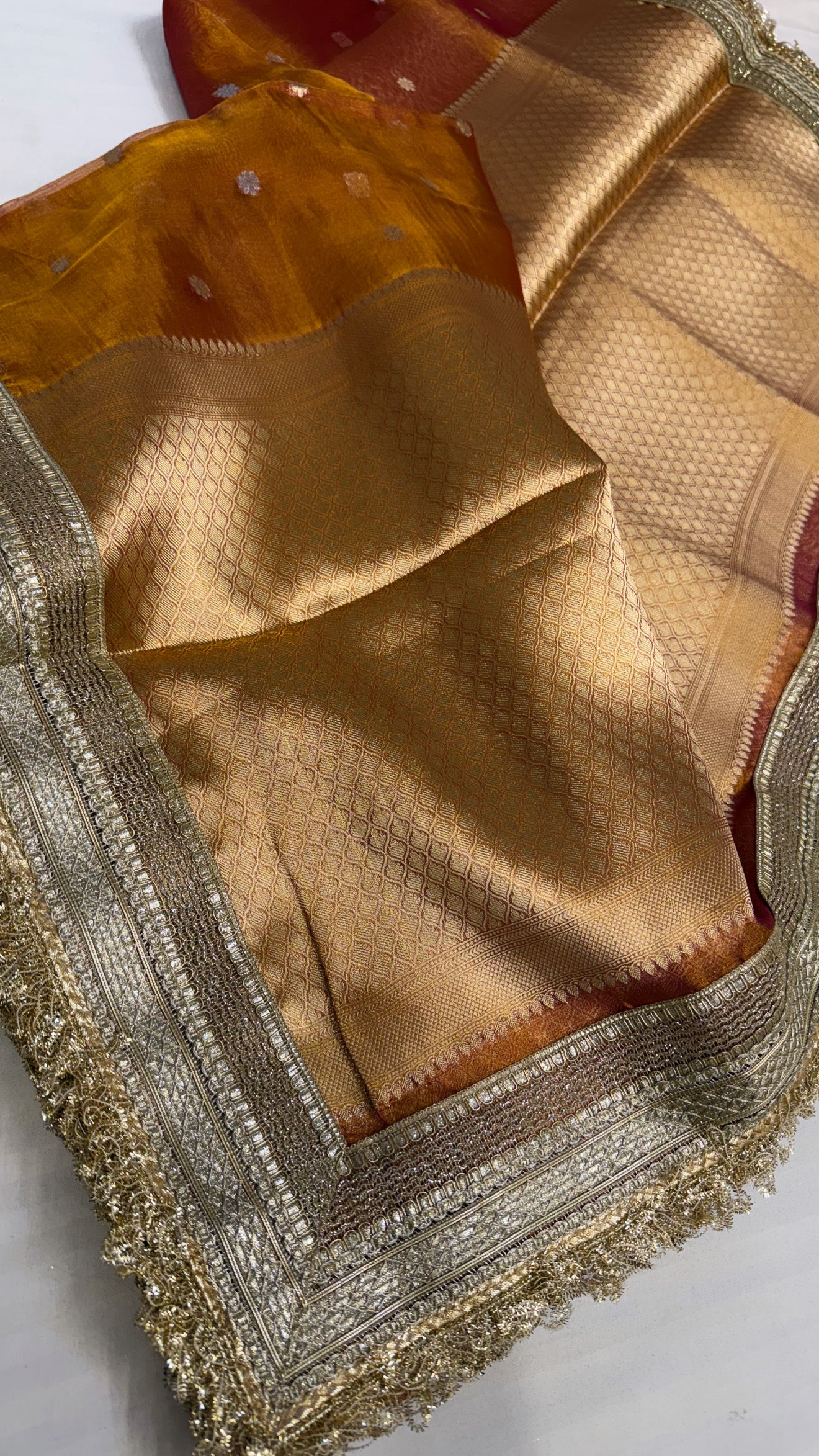 Maharani kanjivaram rani pink tissue silk kadhwa buti saree