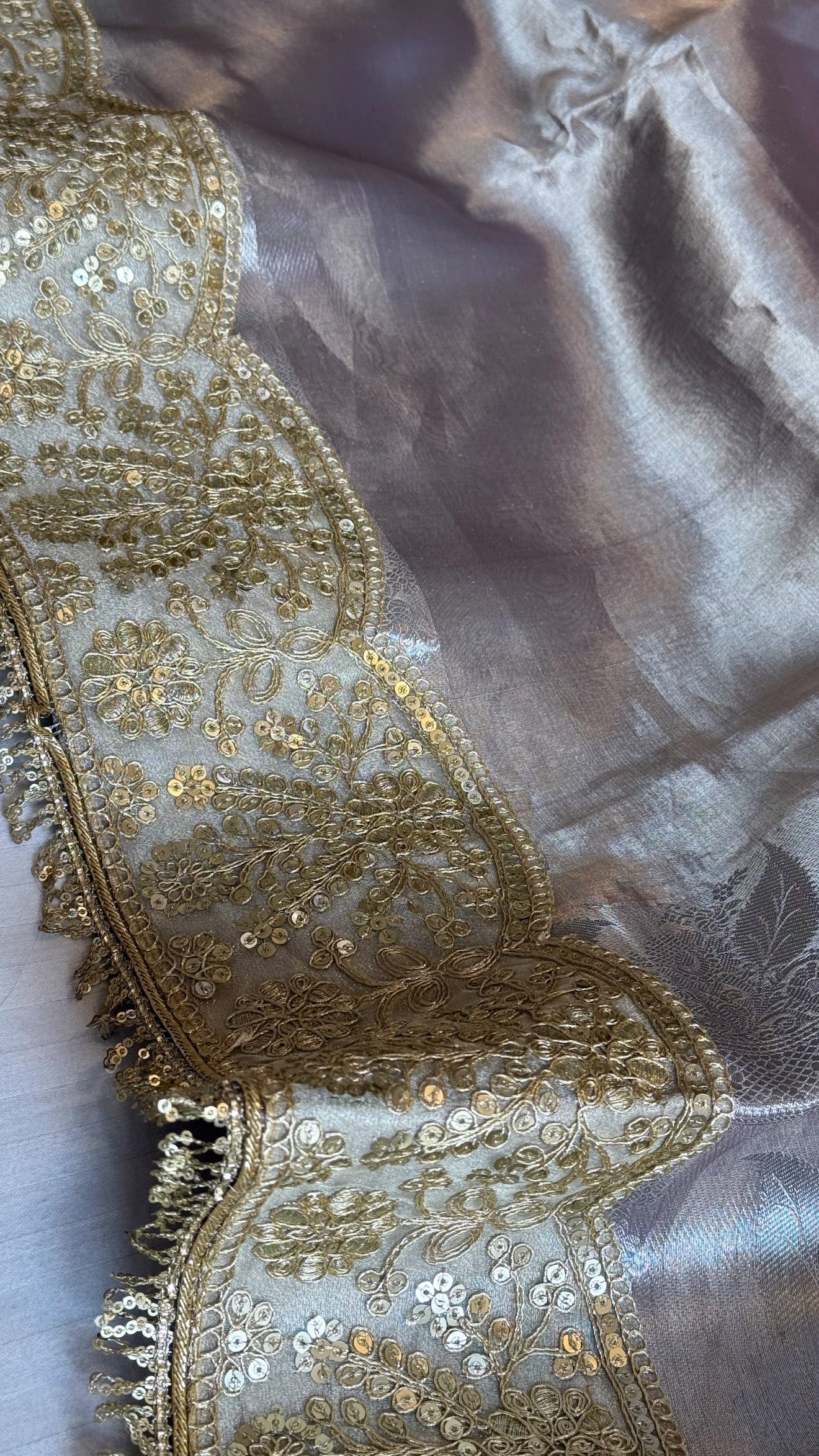 Earthy shades of rang birangi maharani tissue silk kadhwa saree