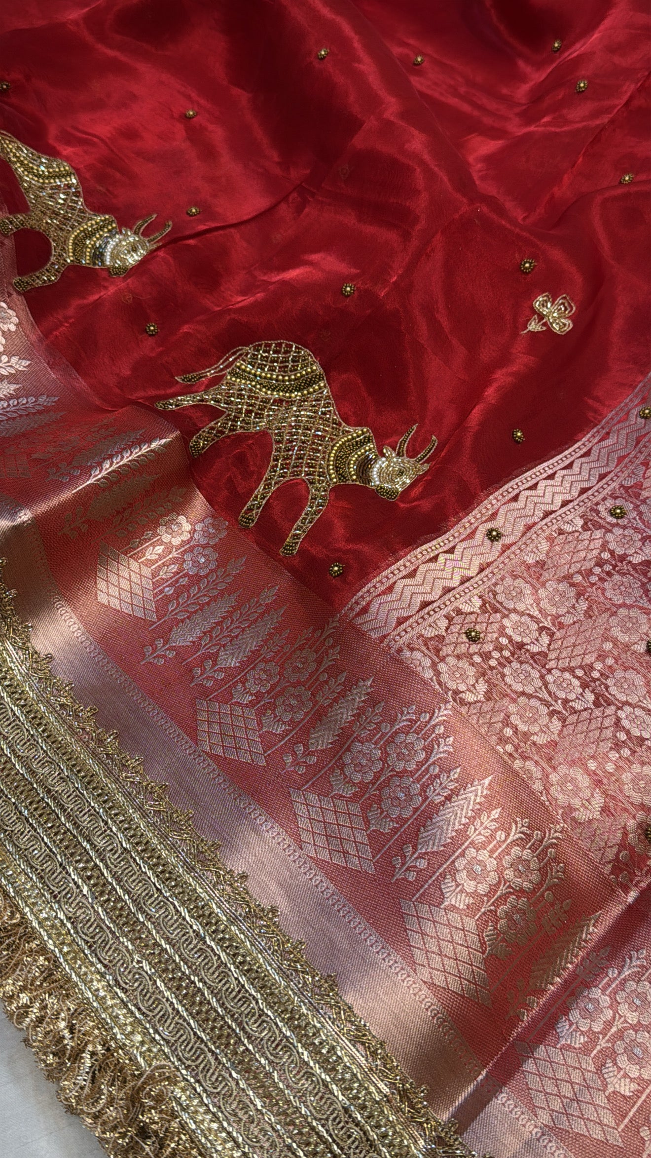 Dulhan ki maa wali sarees- Husn tissue silk hand embroidered kadhwa saree