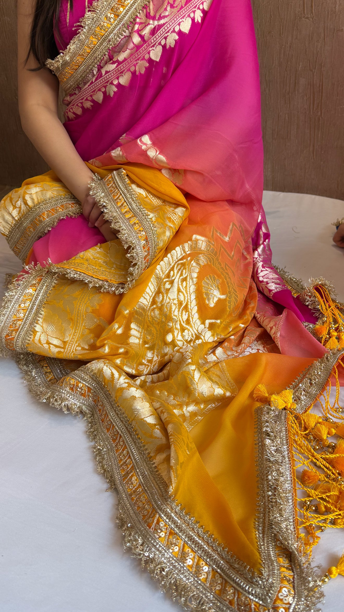 Basanti 4d shaded chiffon gorgette kadhwa saree – Safetyypins