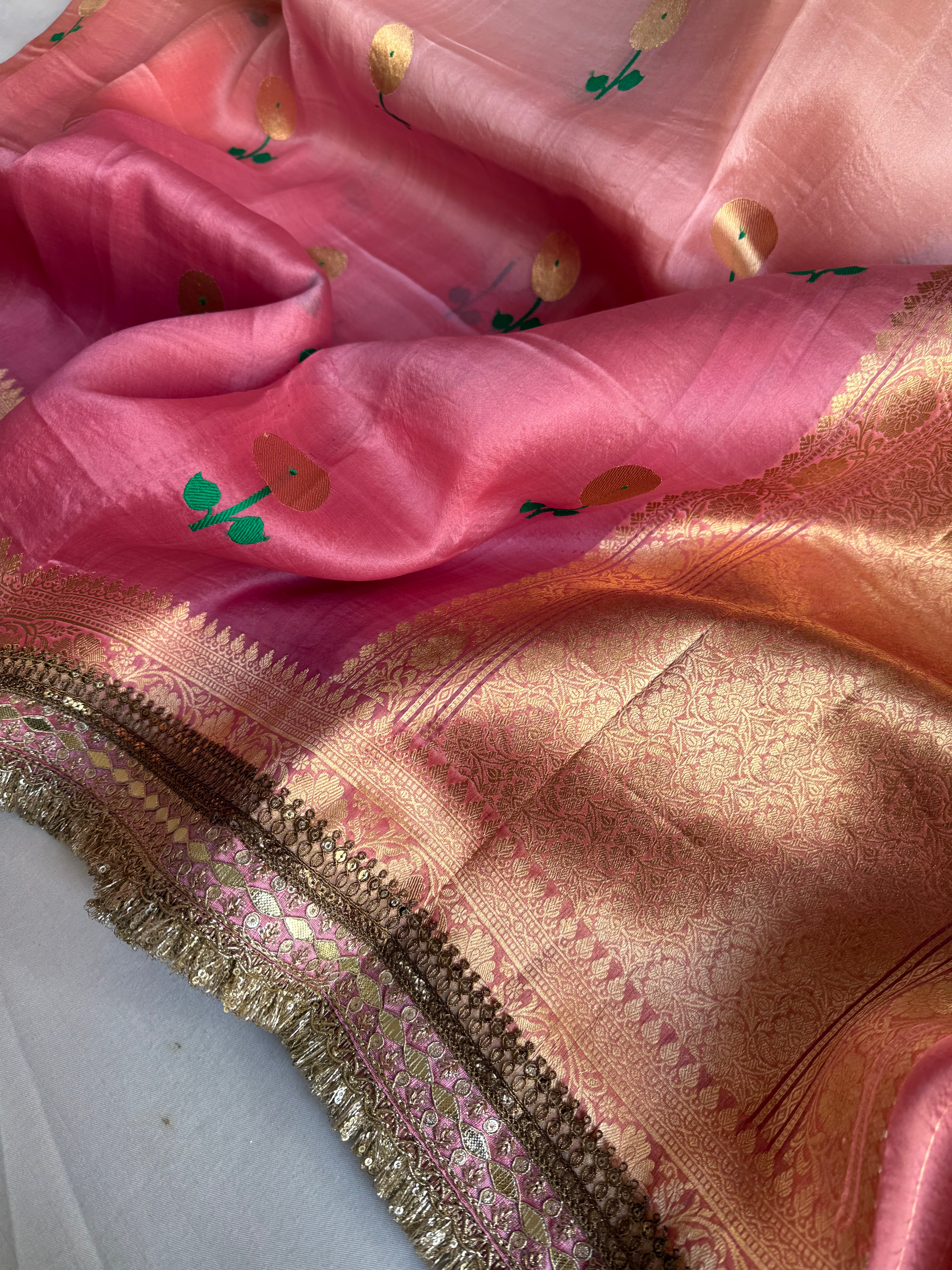 Rang-birangi banarasi kora silk multicoloured shaded saree