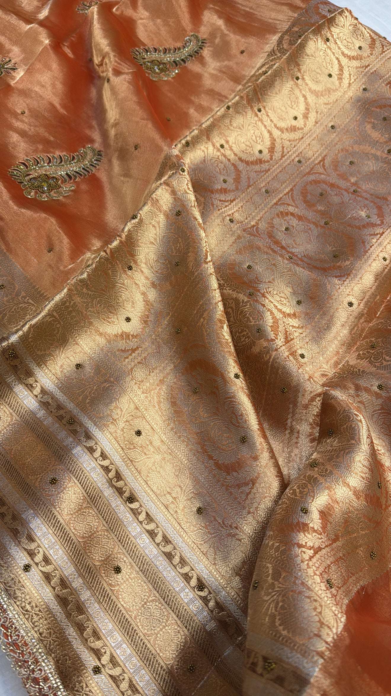 Dulhan ki maa wali sarees - Husn tissue silk hand embroidered kadhwa saree
