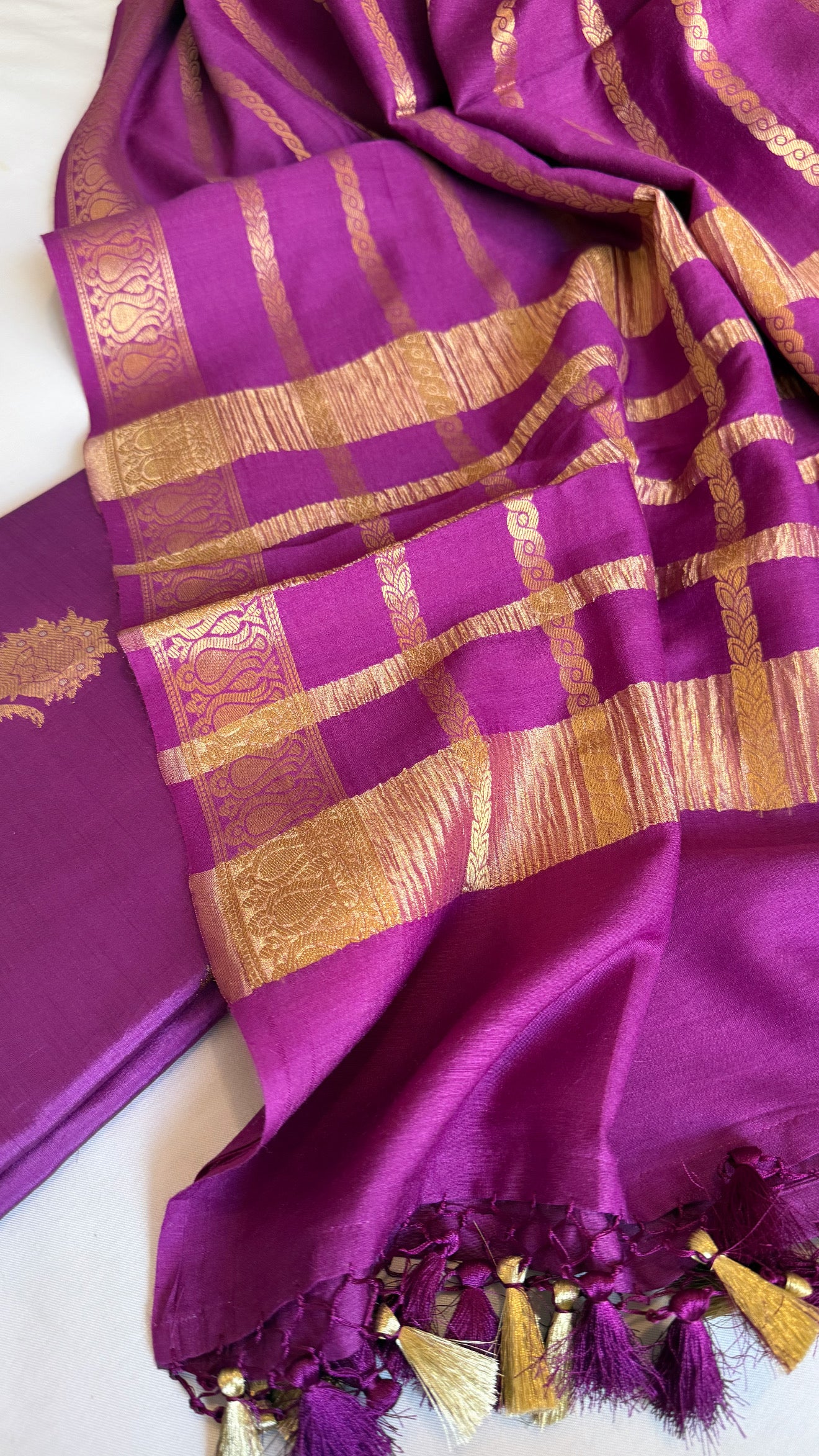 Chiniya silk purple kadhwa buti suit set