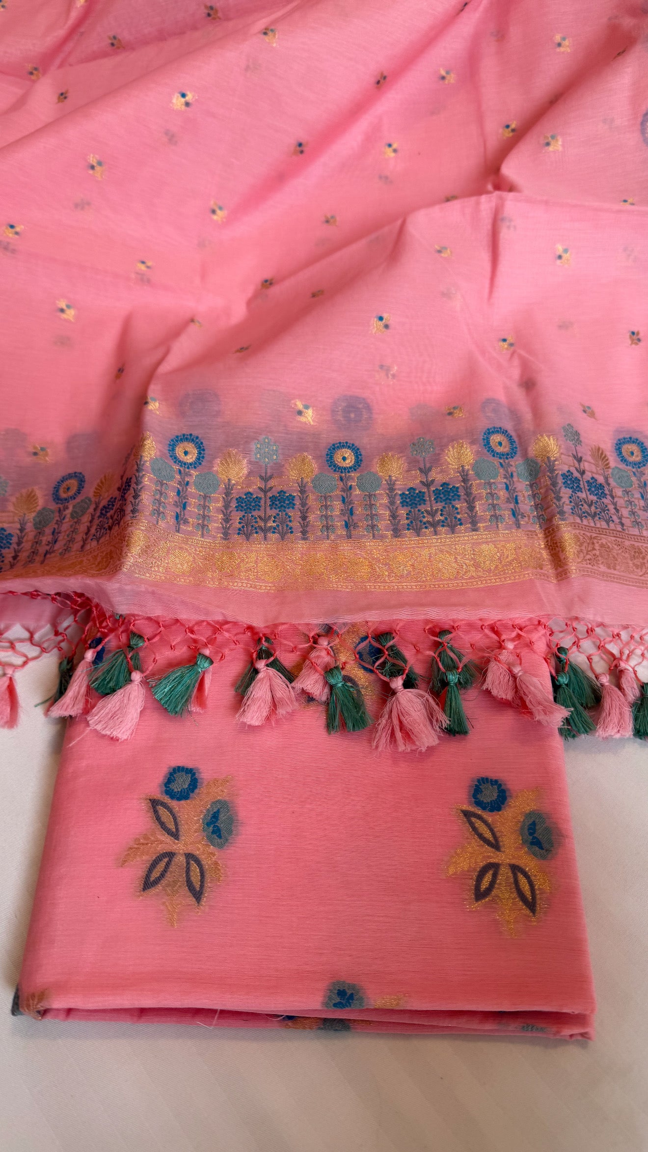 Banarasi cotton resham meenakari kadhwa suit set