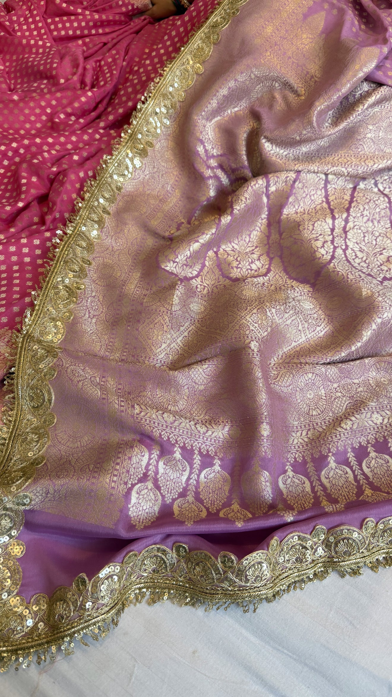 Paro banarasi chiffon gorgette banarasi kadhwa buti saree