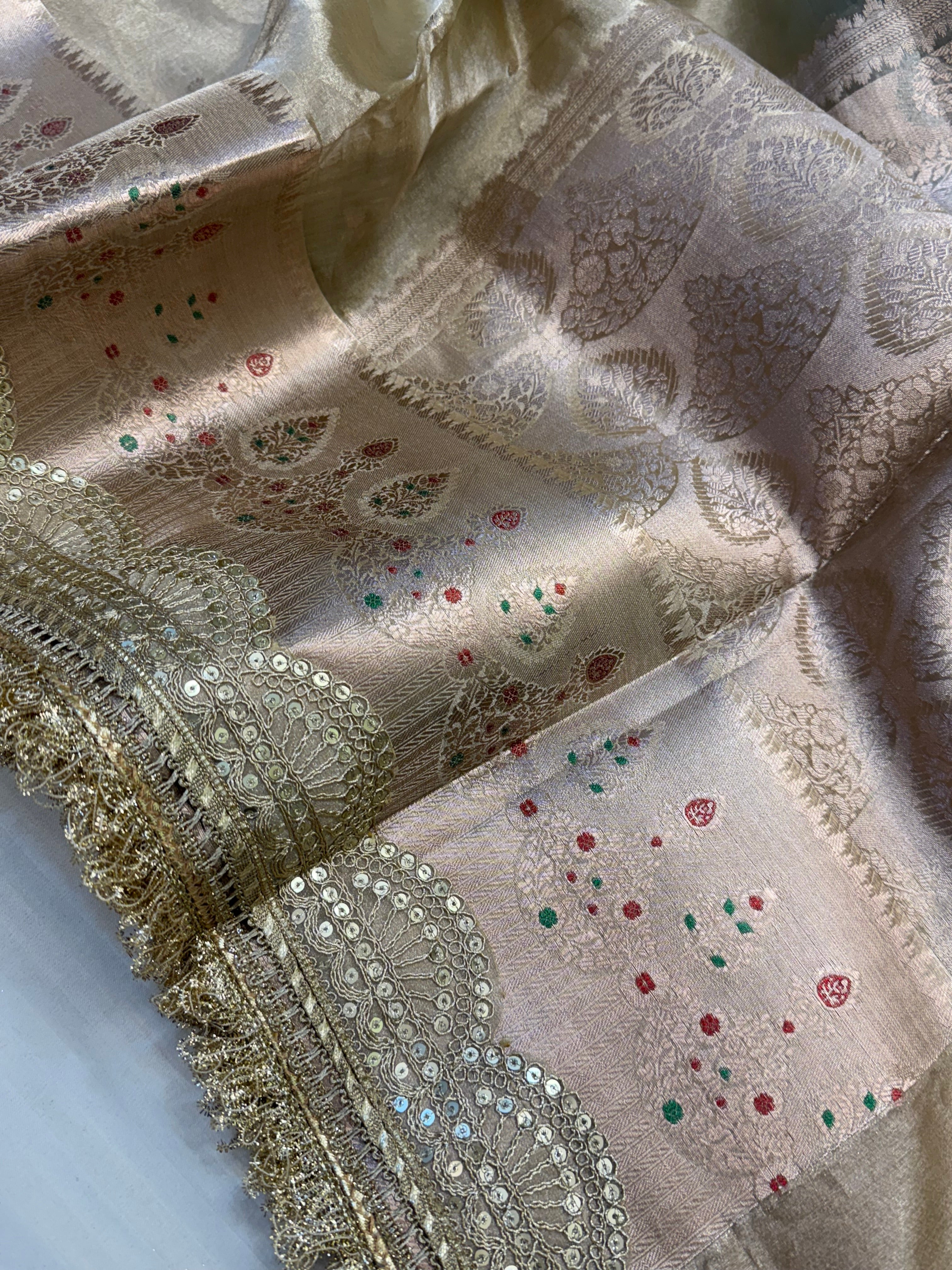 Maharani rang birangi tissue silk shaded kadhwa multicoloured saree