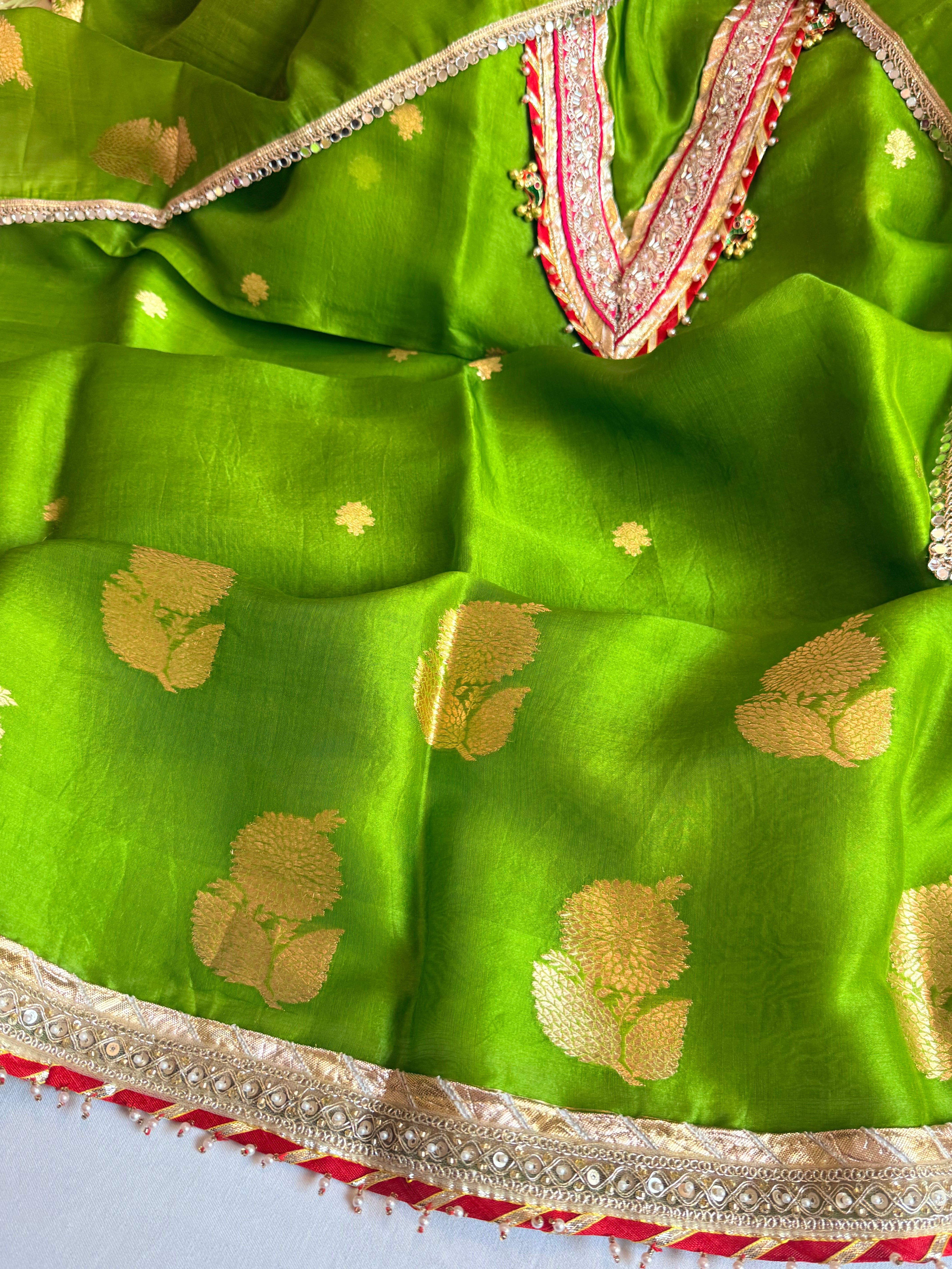 Punjabi kudi edit - Banarasi kora silk ghungroo and gotapatti suit sets