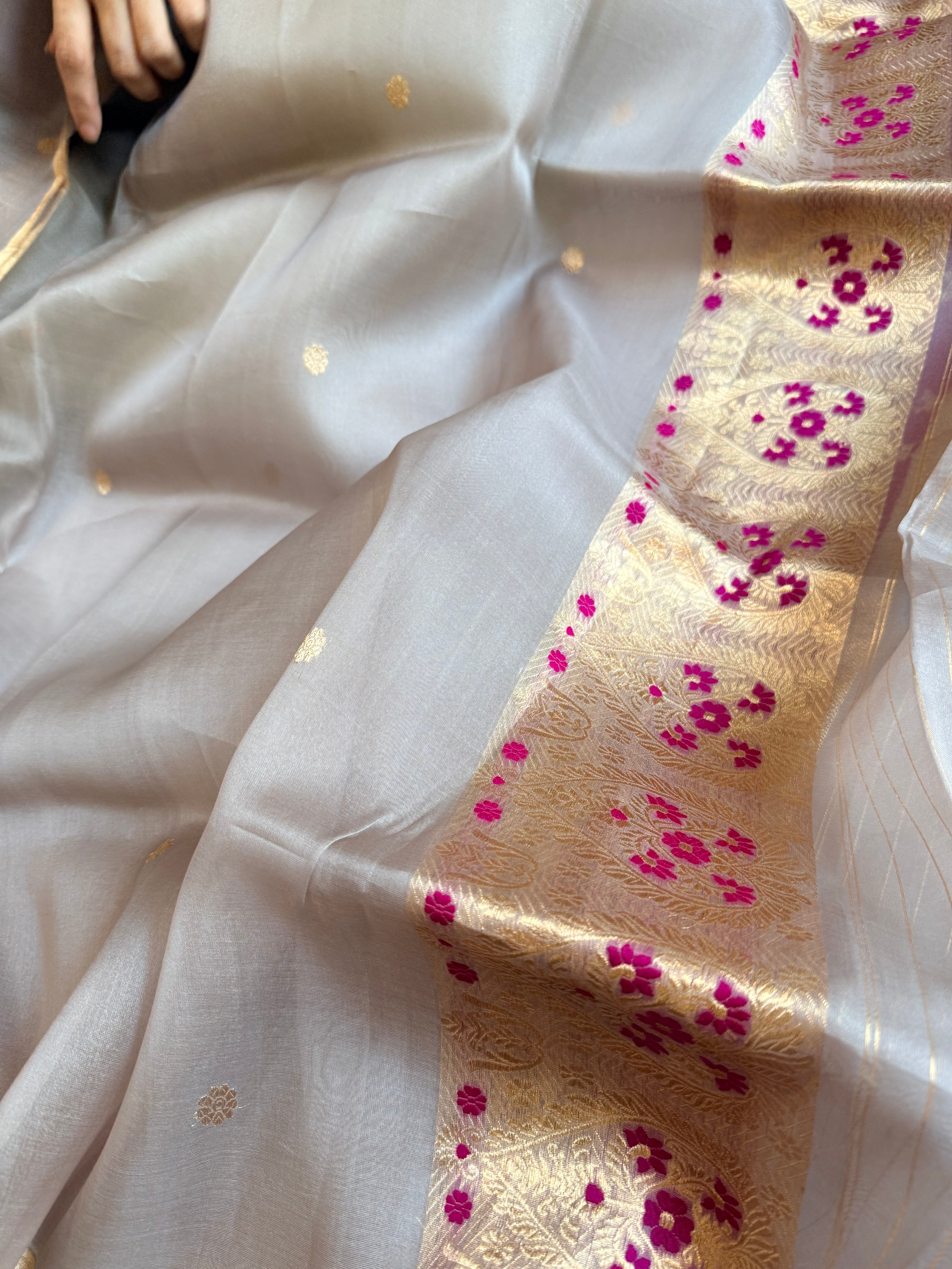 Summer suit sets - Spun chiniya silk kadhwa buti kora silk duppata suit sets