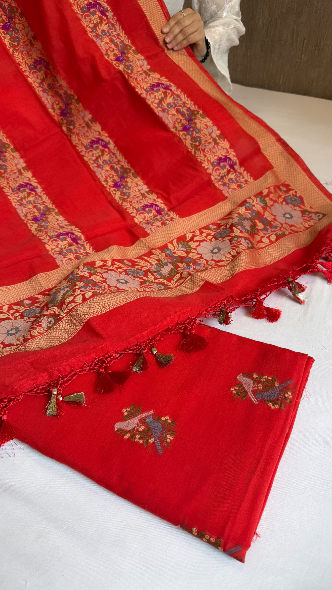 Banarasi cotton resham meenakari suit set