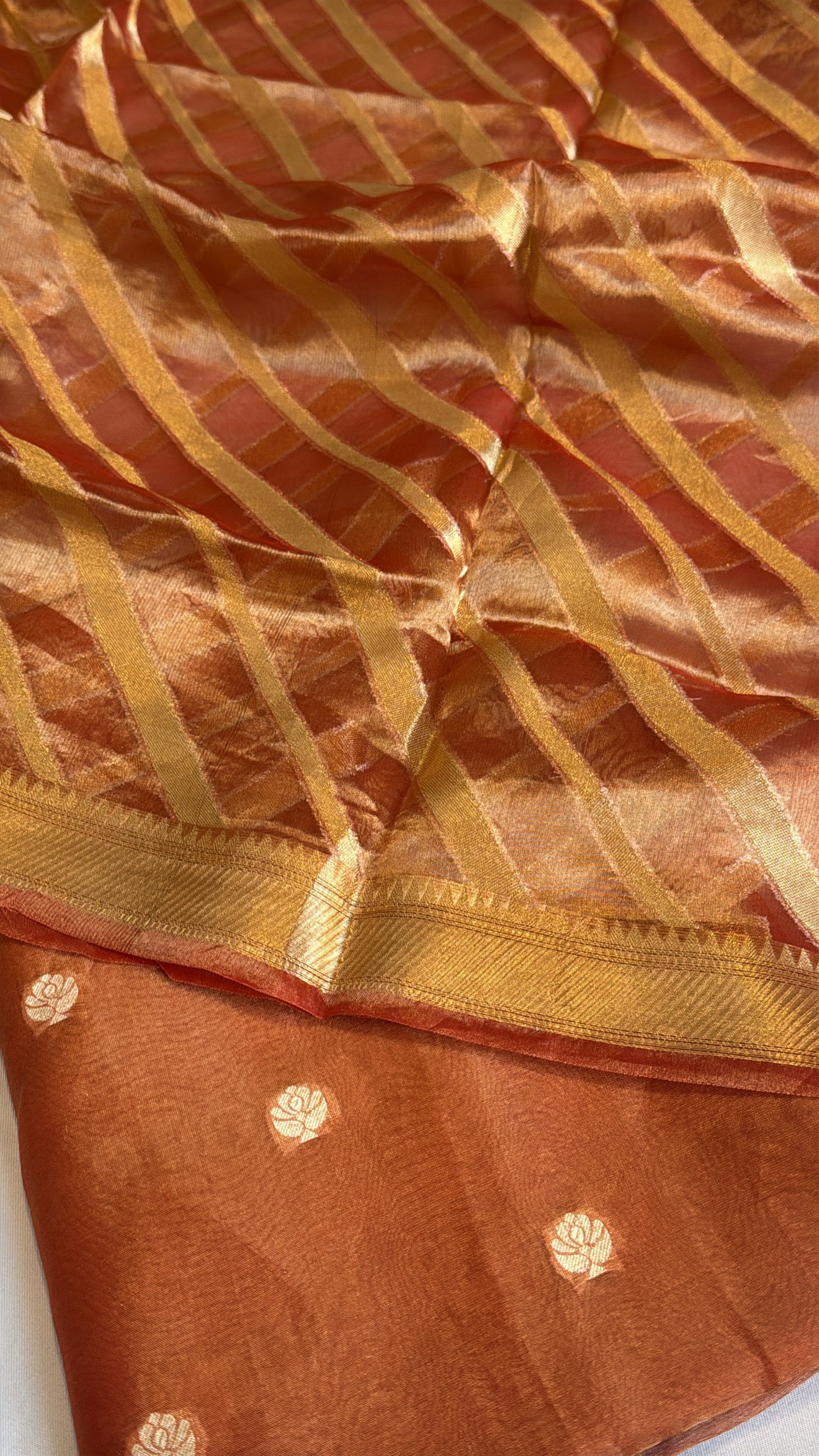 Vivah edit - Tangerine orange tissue silk kadhwa jaal weaving suit sets