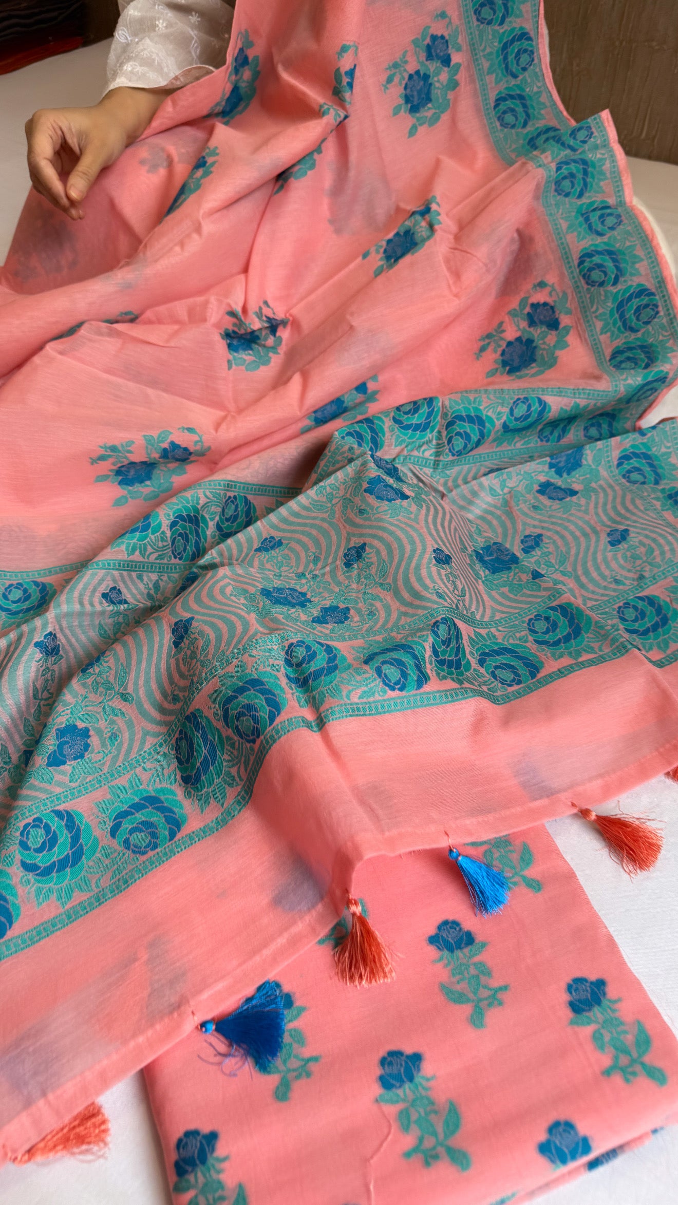 Banarasi cotton resham meenakari suit set