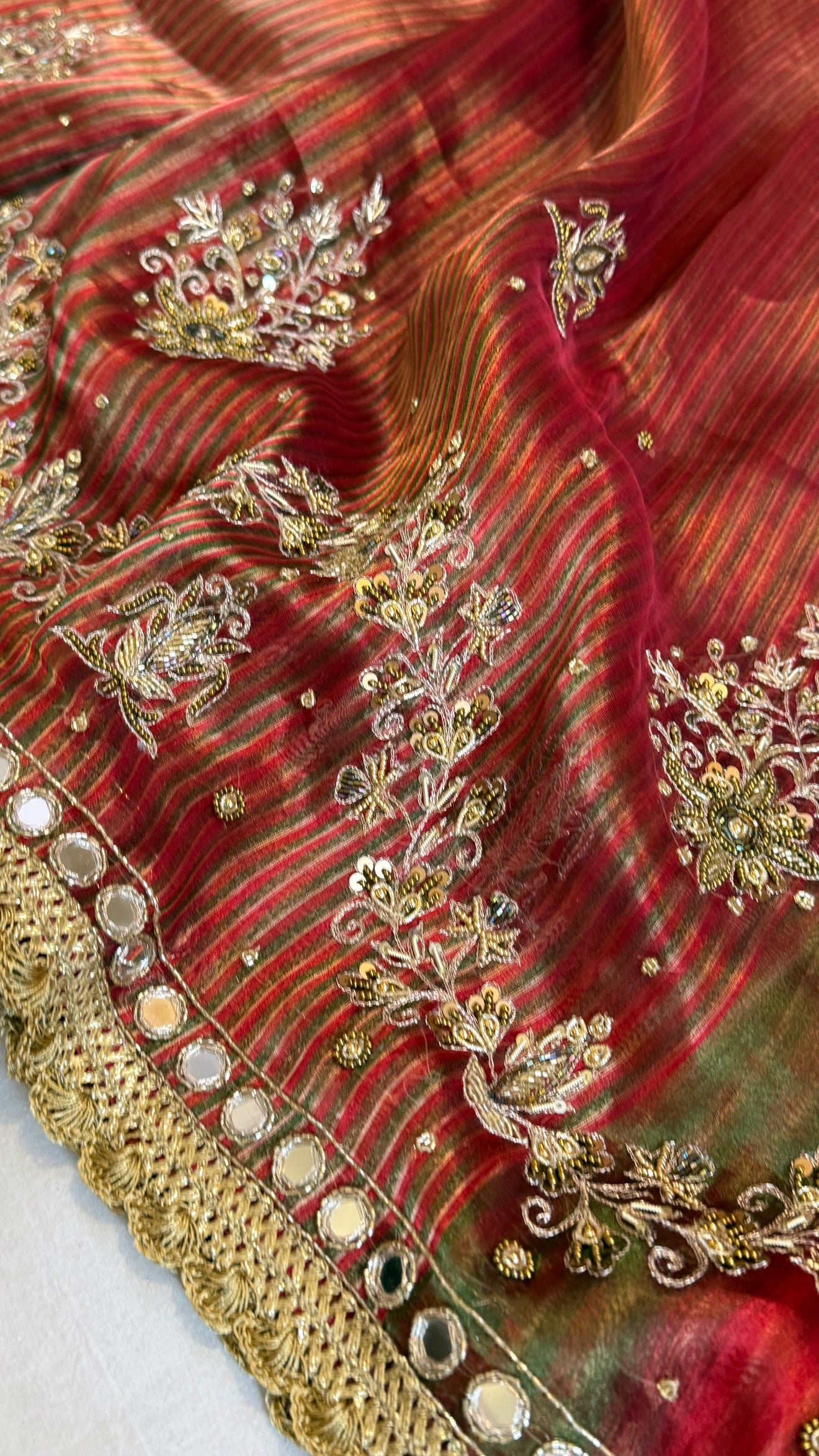 Hathi , ghoda aur palki wali saree - Husn tissue silk hand embroidered kadhwa saree