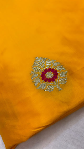 Golden yellow katan silk meenedar