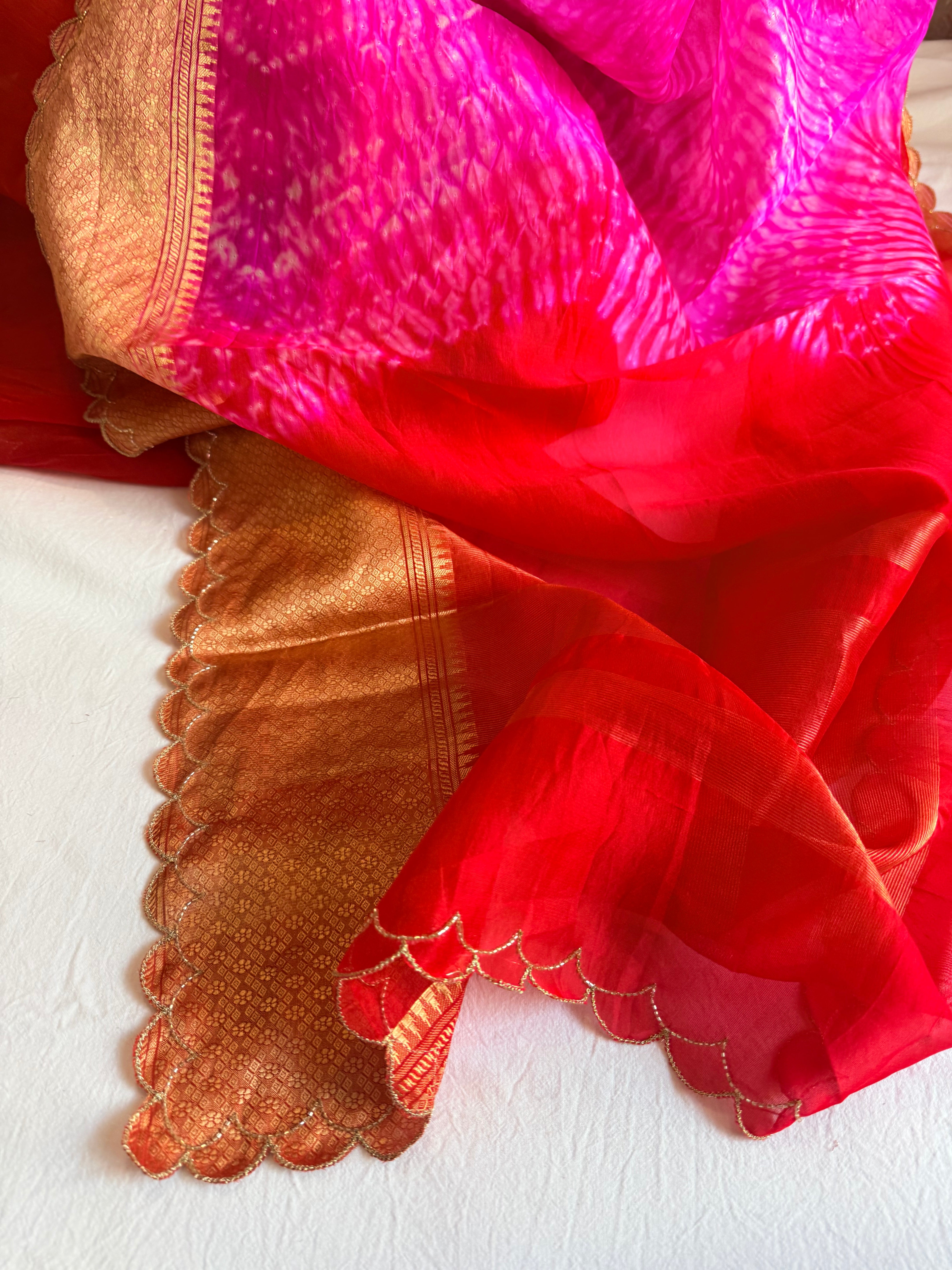 Shibori edit - Banarasi kora silk kadhwa buti shibori hand dyed saree