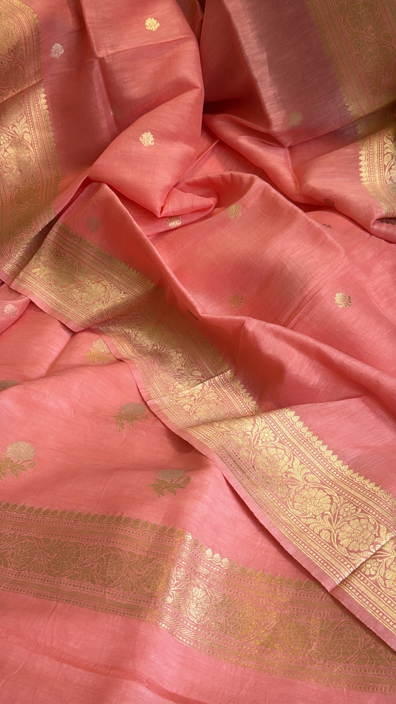 Blush peach linen gorgette kadhwa suit set