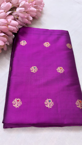 Purple katan silk meenedar fabric