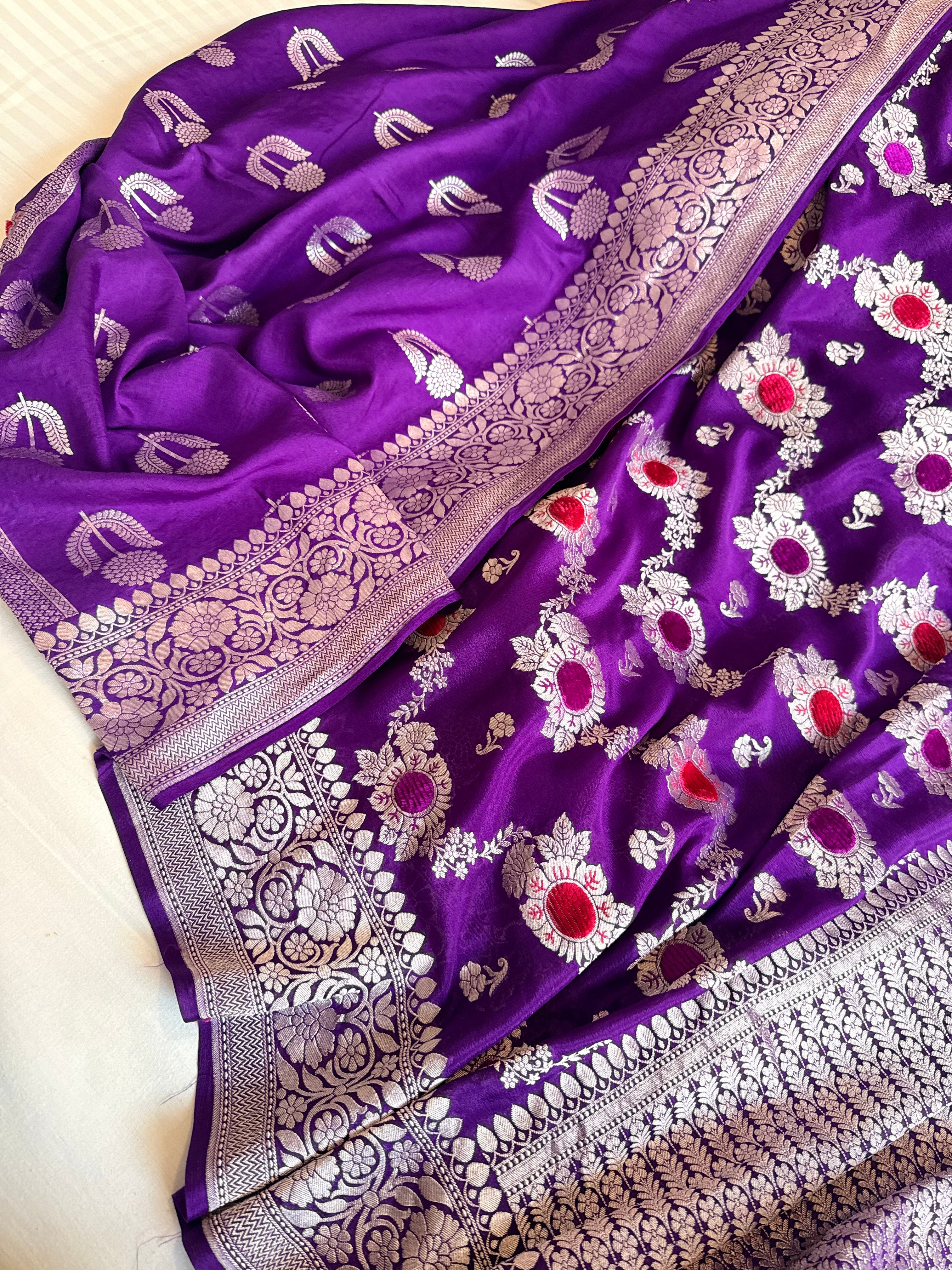 Fusion edit - Banarasi gorgette velvet meenakari kadhwa saree