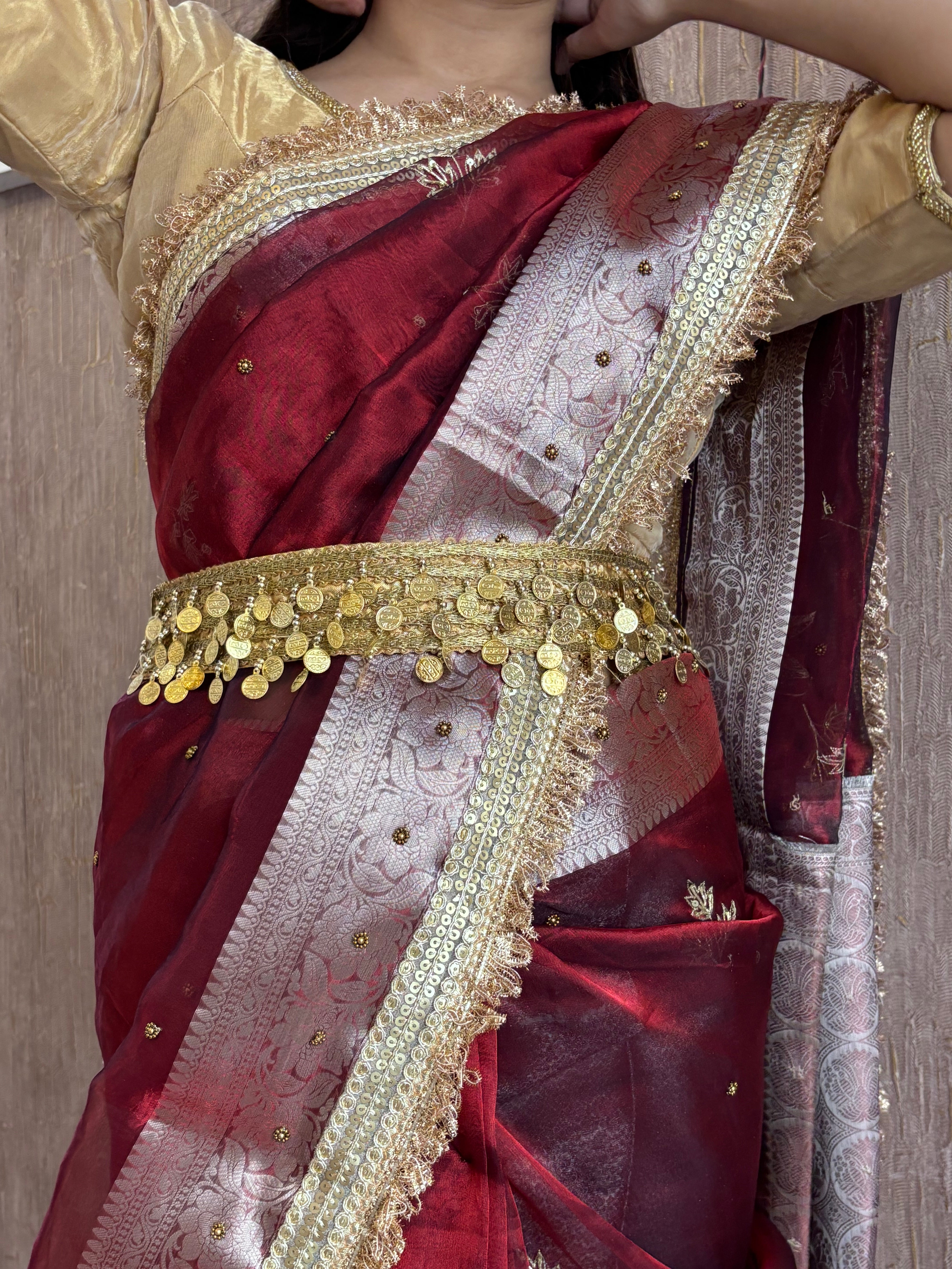Golden maharani saree belt