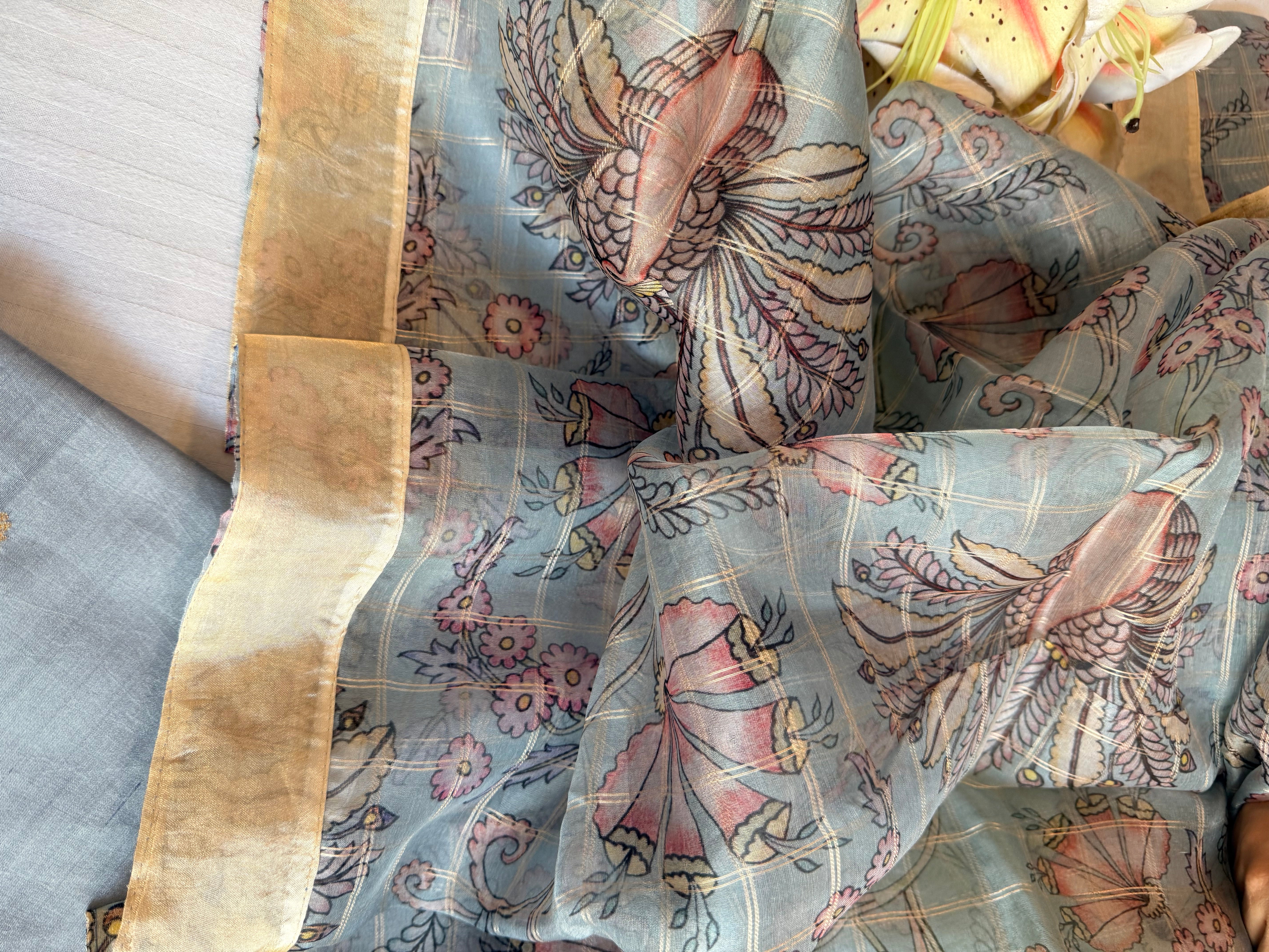 Summer suit sets - Spun chiniya silk kadhwa buti kora silk duppata suit sets