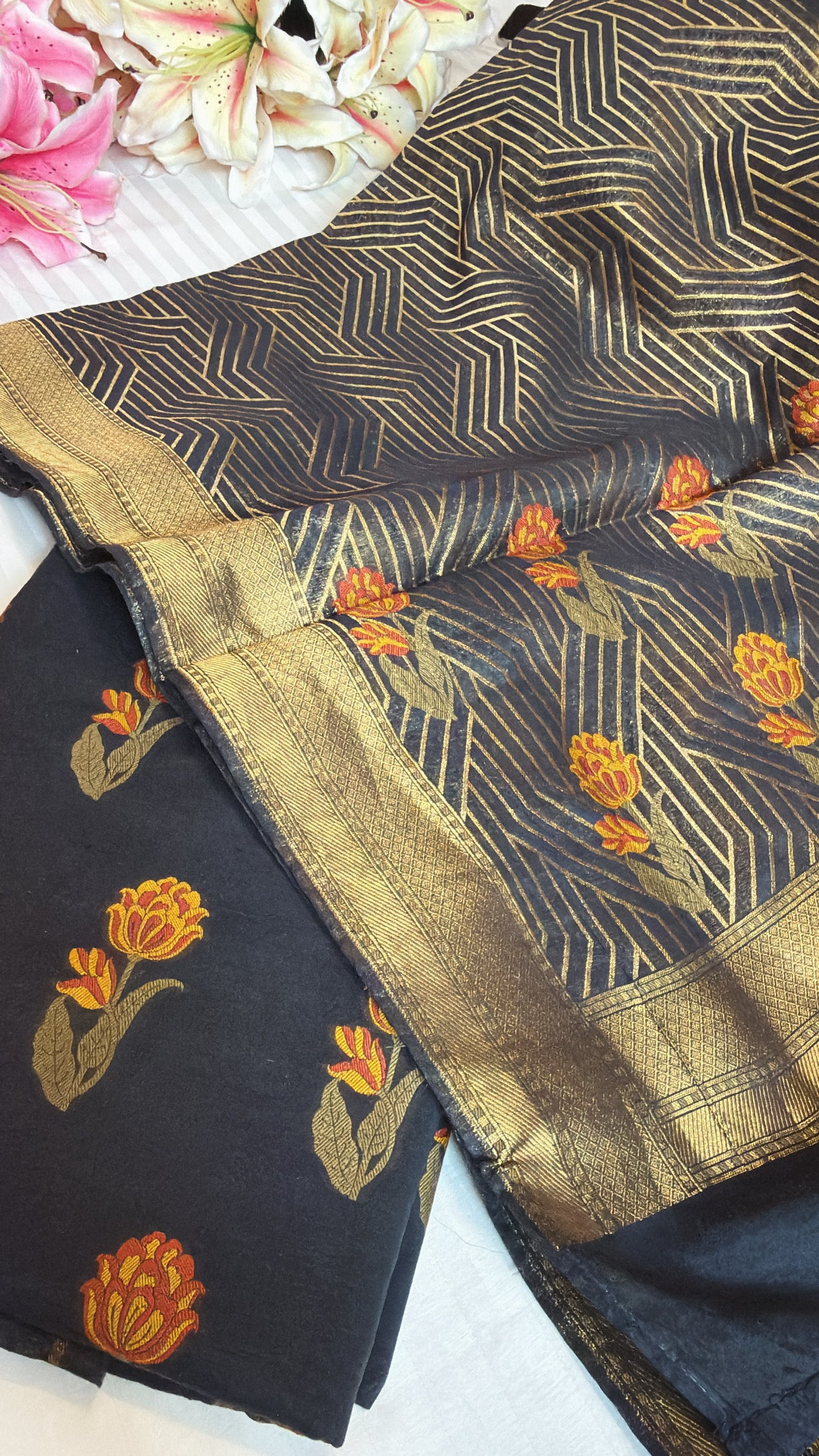 Banarasi cotton silk meenakari kadhwa suit set