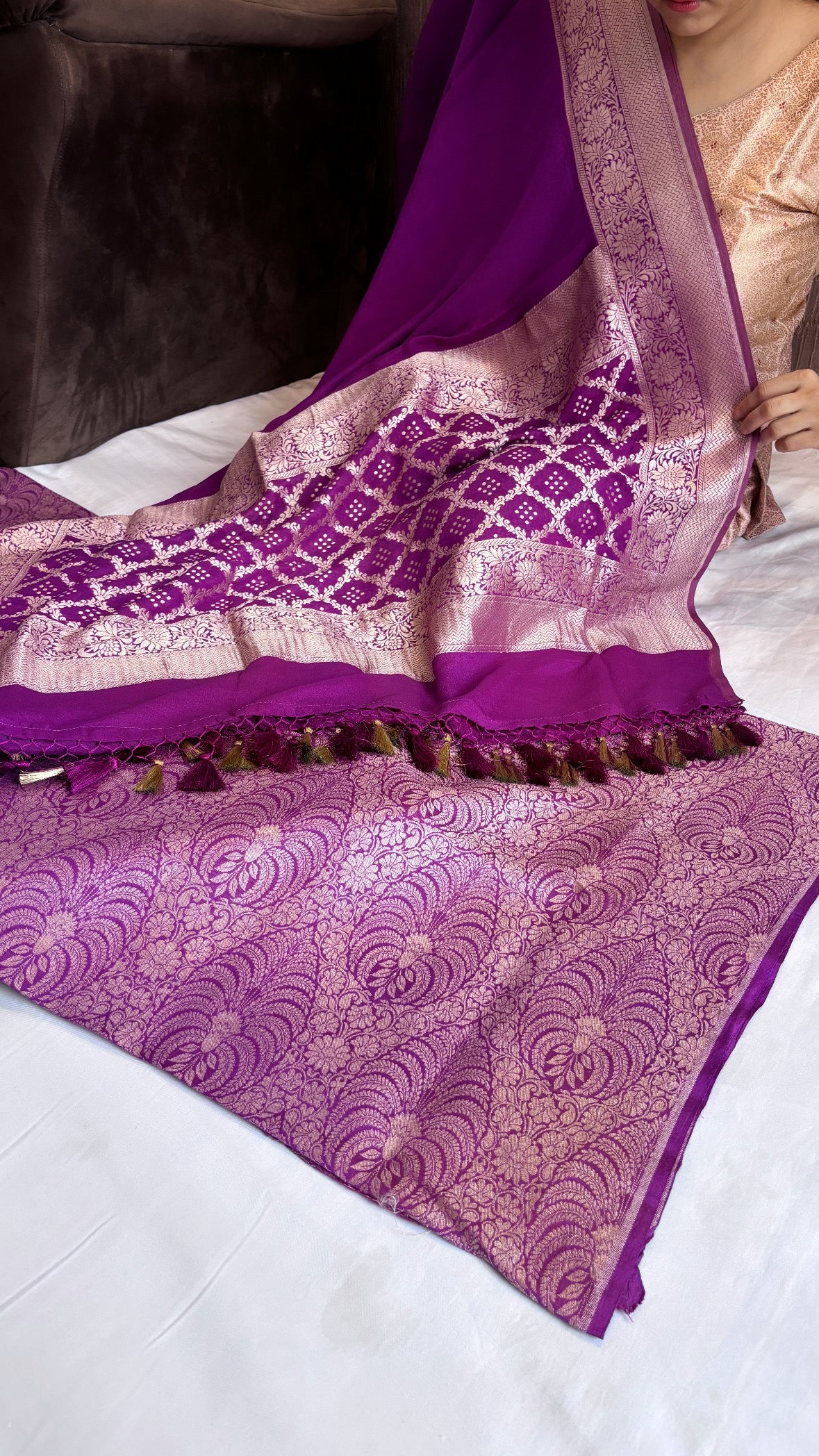 Royal purple moonga brocade silk suit set