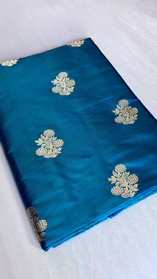 Banarasi royal ink blue dhup chao effect katan kadhwa silk suit set