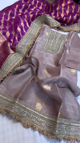 Rose gold-purple shade heeramandi suit set