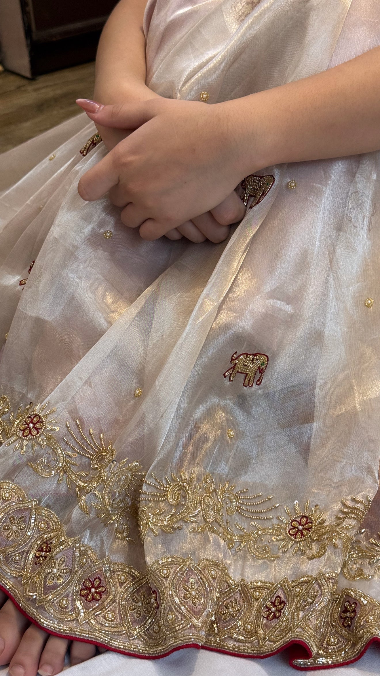 Poonam saree from vivah - Diamond tissue silk zardozi hand embroidered saree