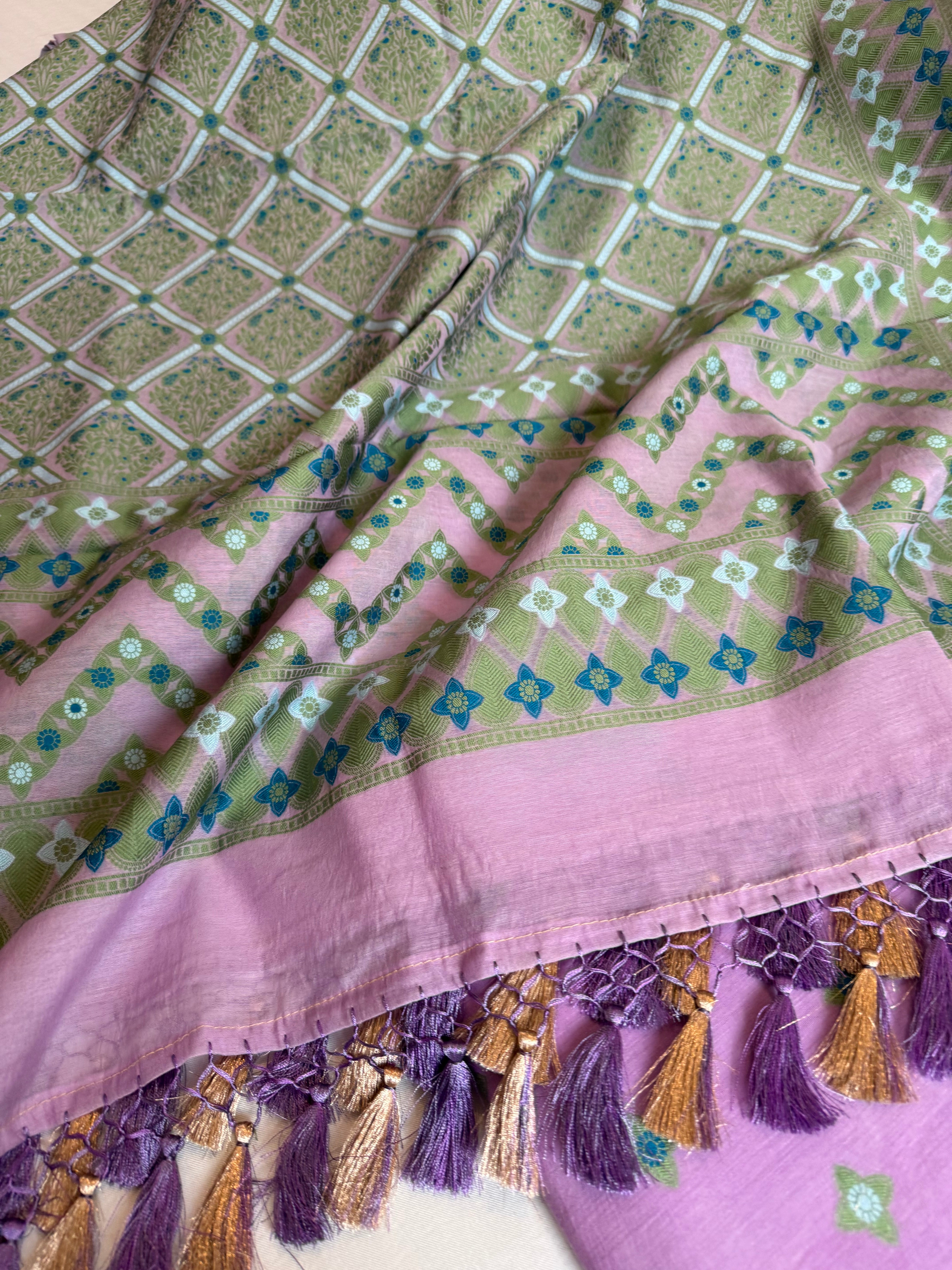 Banarasi cotton resham meenakari suit set