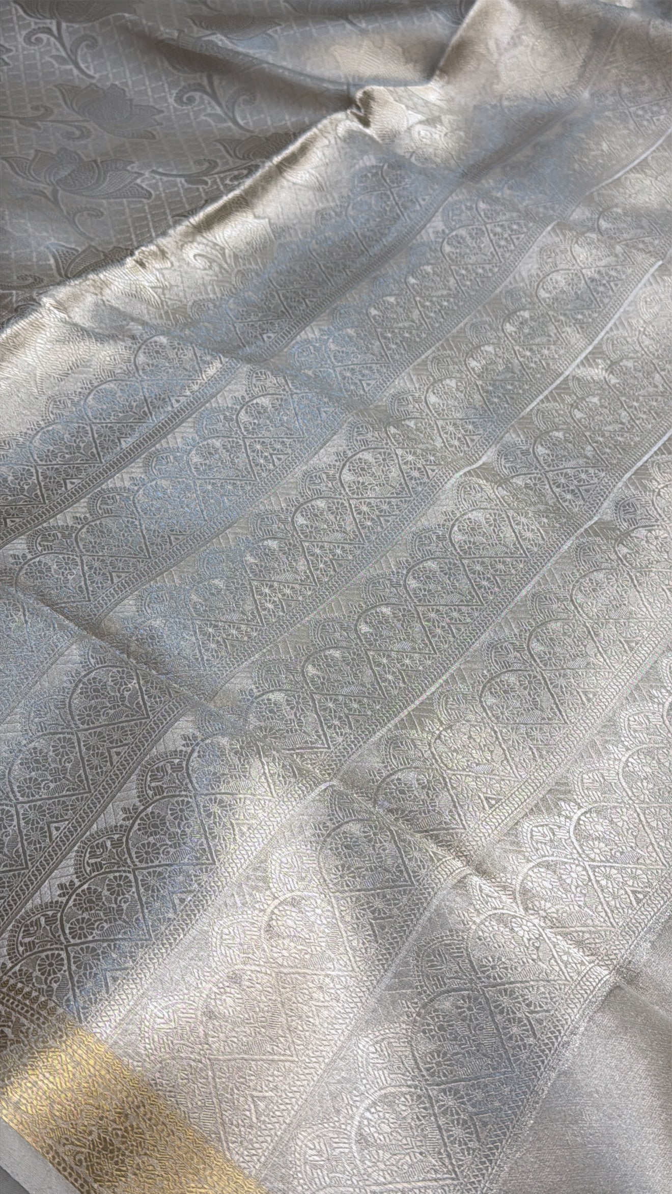 Liquid gold water zari tissue silk brocade kadhwa saree