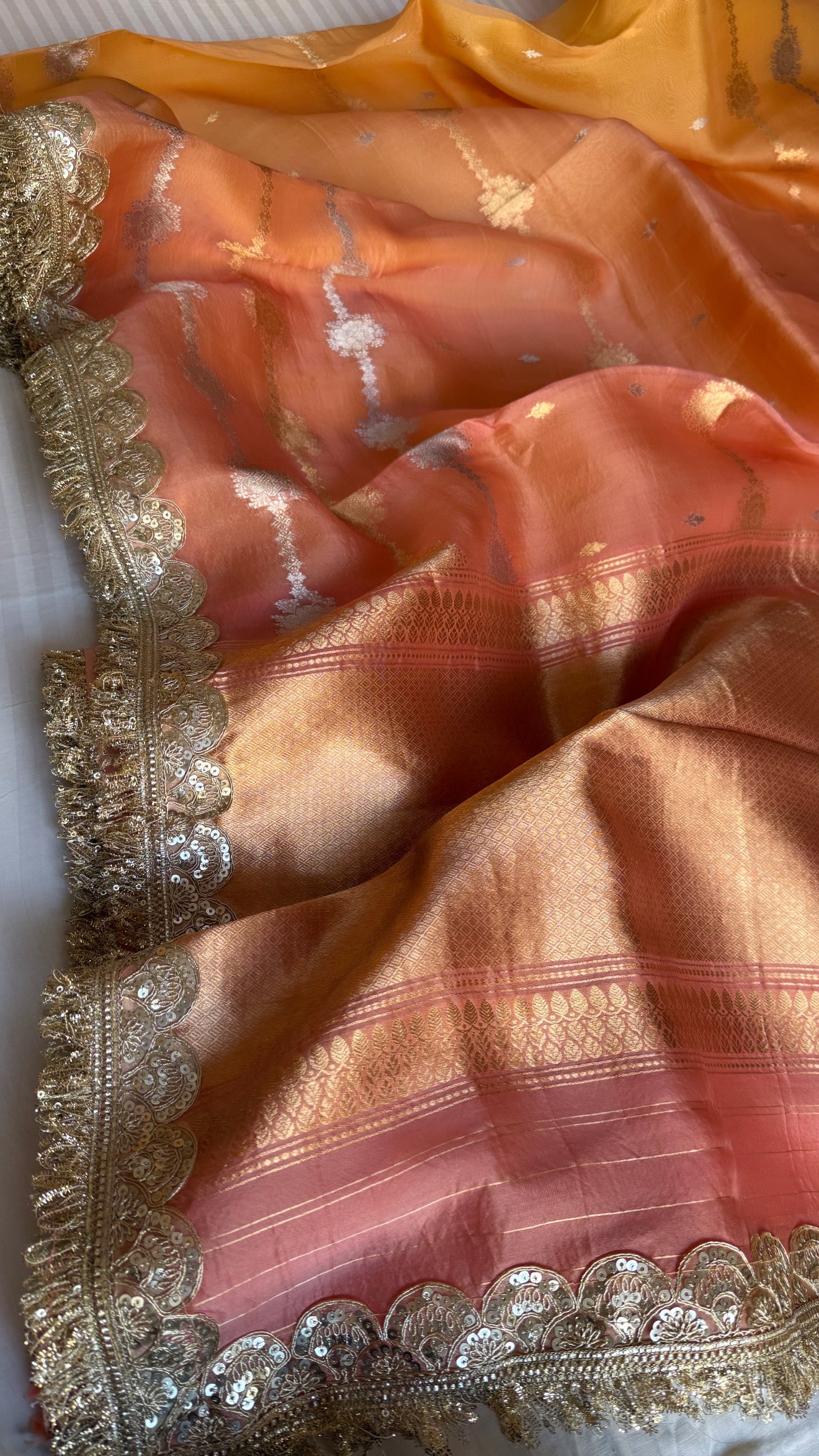 Banarasi kora silk kadhwa sona rupa saree with intricate weaving