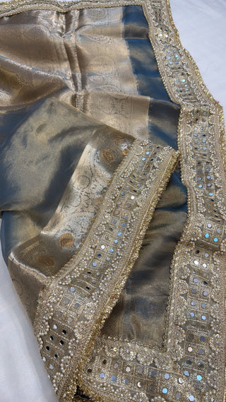 Maharani pastel blue tissue silk saree