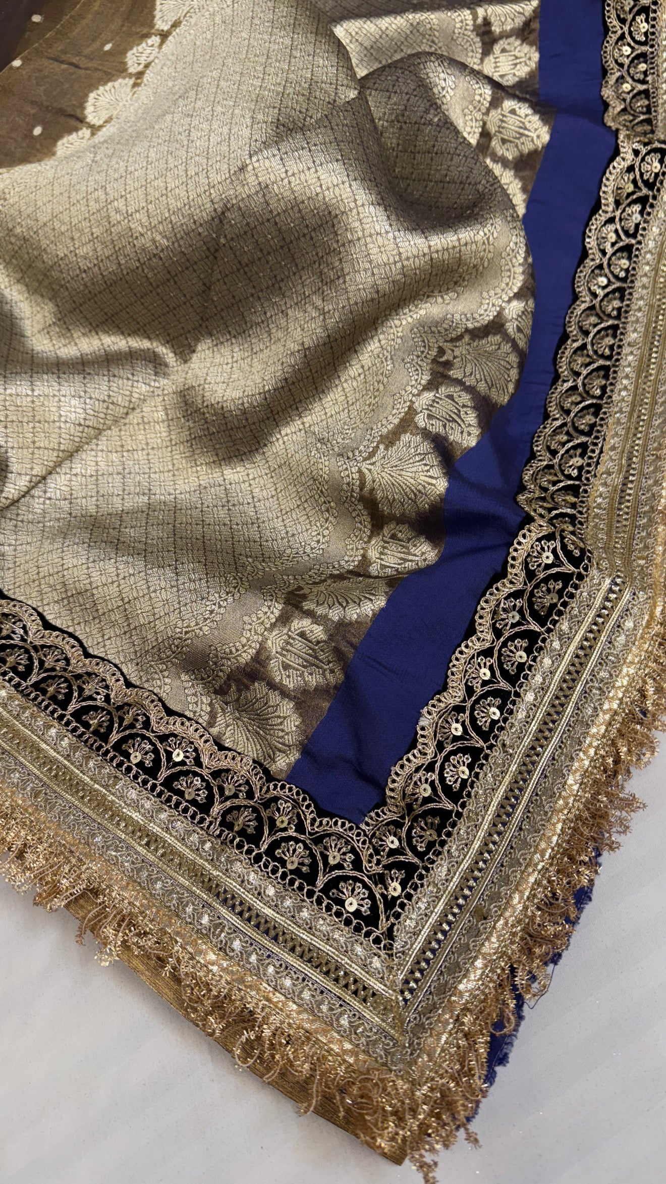 Maharani persian blue tissue silk kadhwa saree