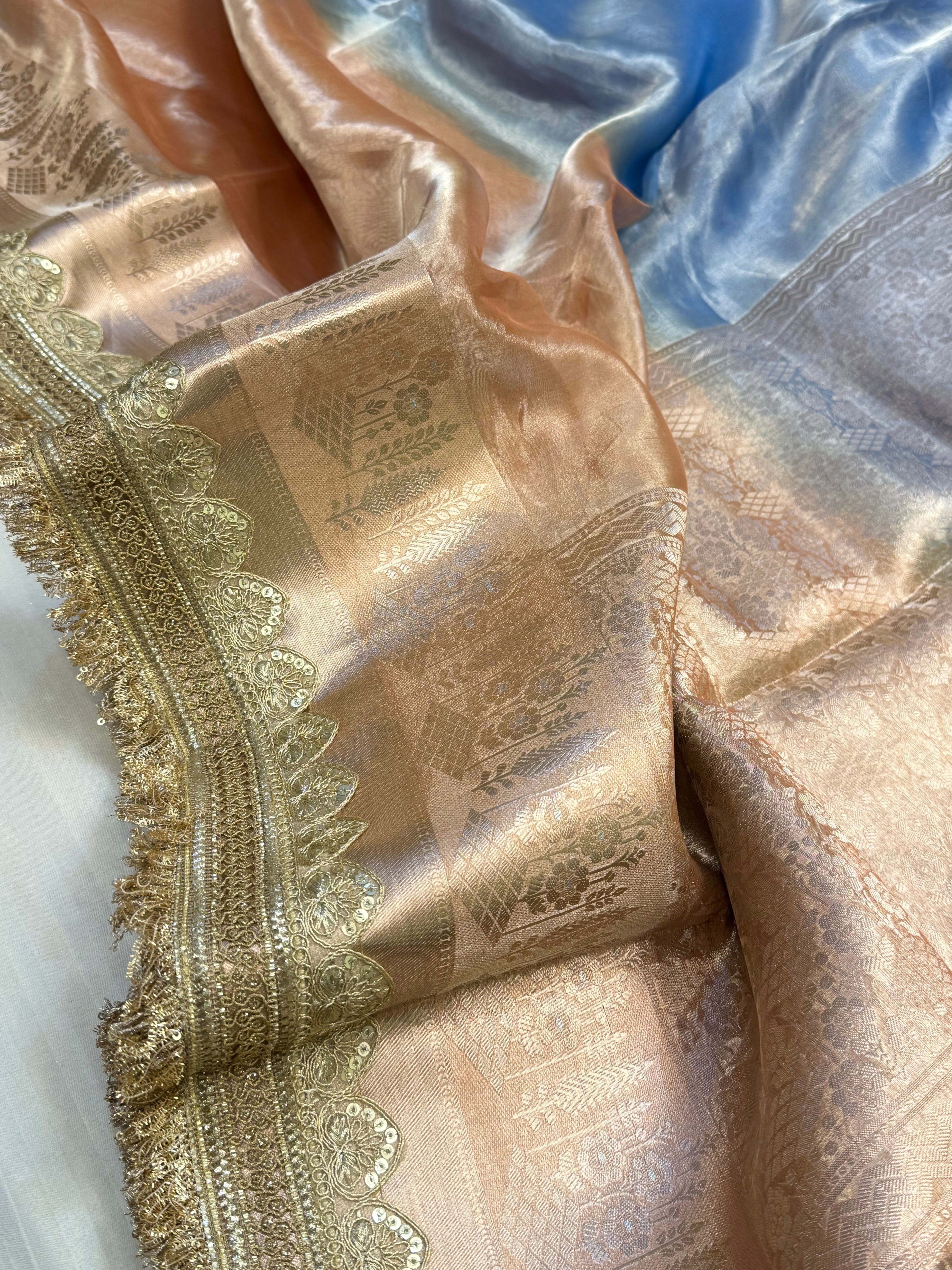 Maharani rang birangi shaded tissue silk multicoloured kadhwa saree