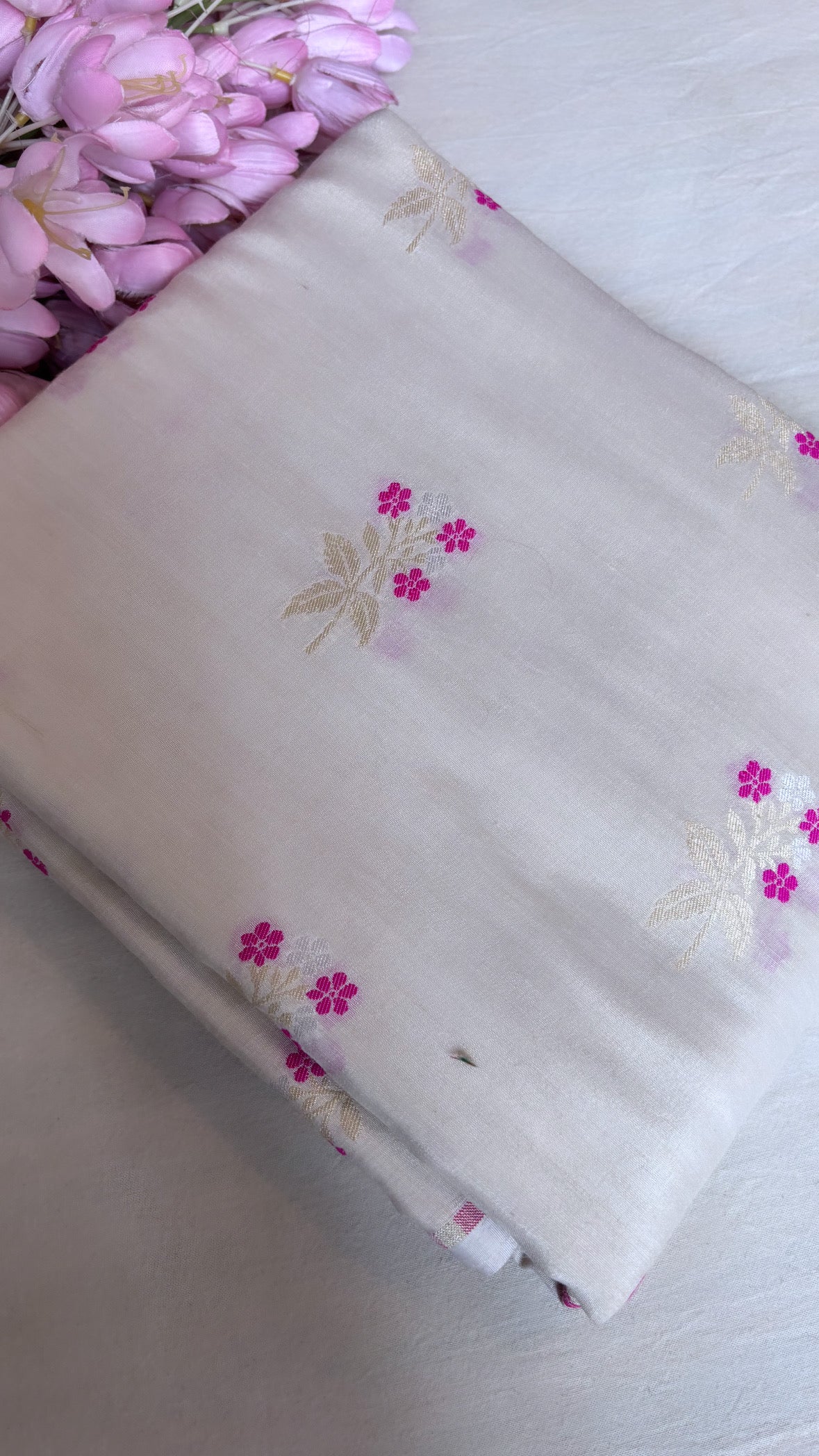 Moonga silk dyeable meenedar fabric