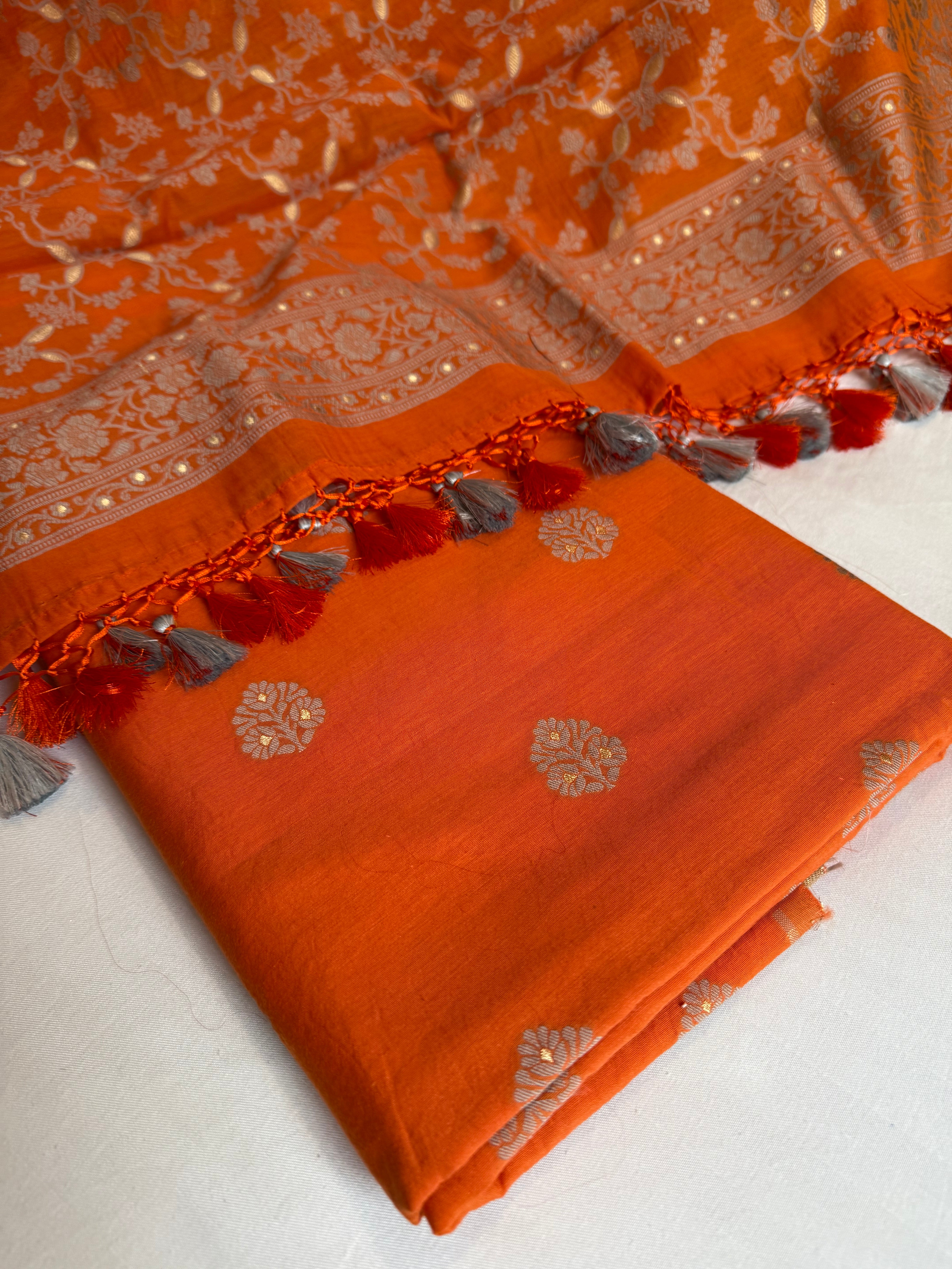 Banarasi cotton resham meenakari suit set