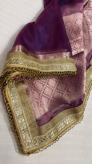 Maharani metallic purple tissue silk saree