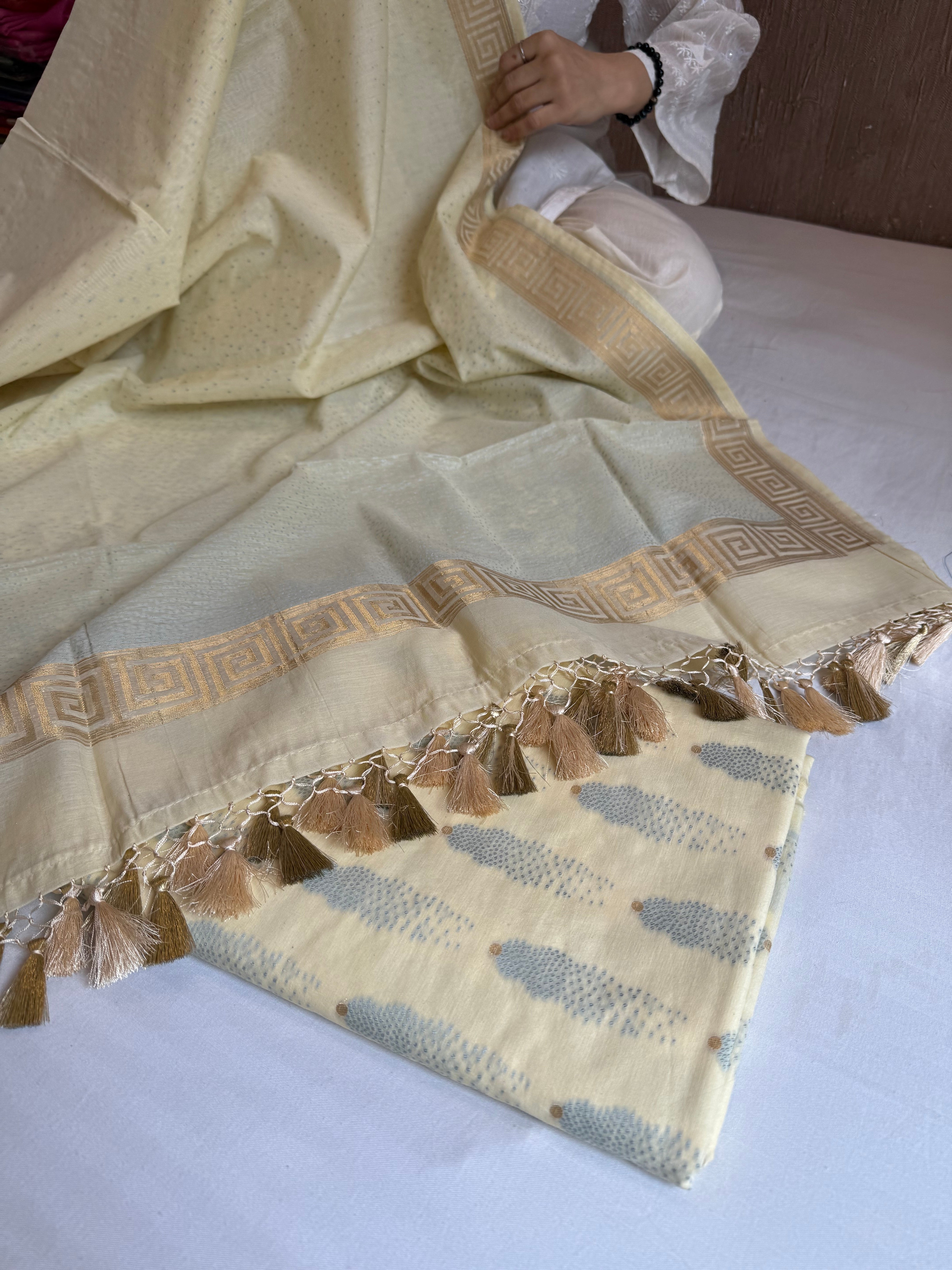 Banarasi cotton resham meenakari suit set