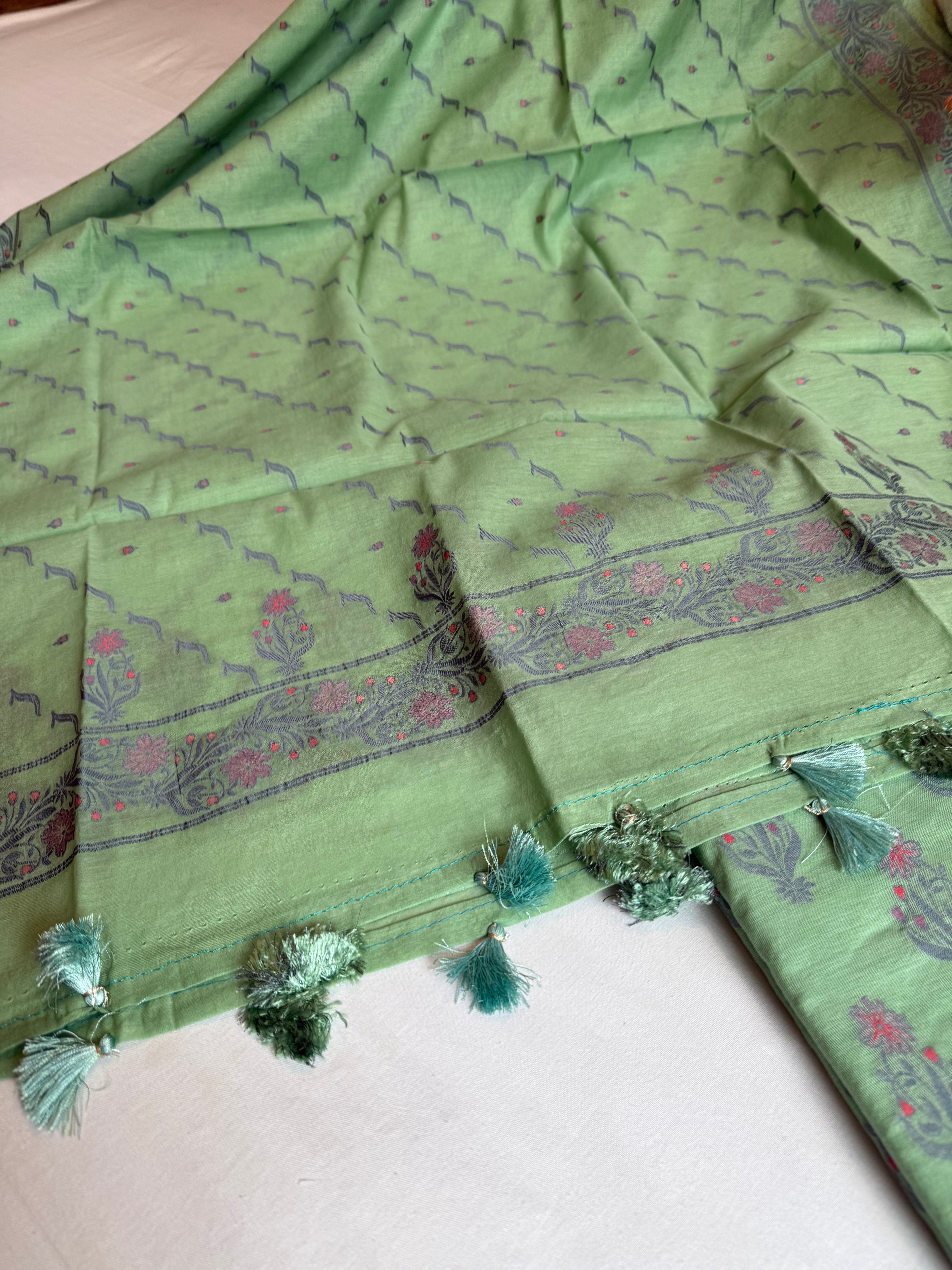 Banarasi cotton resham meenakari suit set