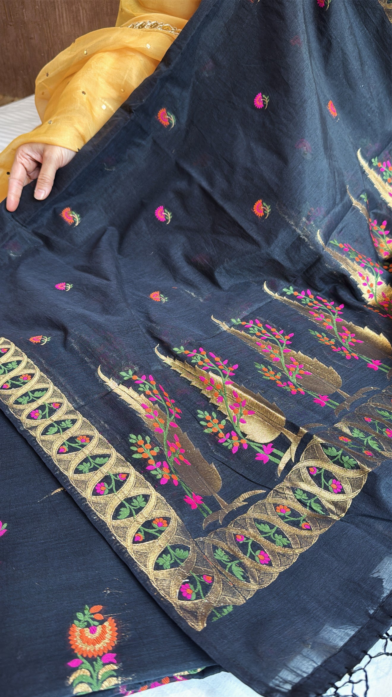 Banarasi cotton silk resham meenakari kadhwa suit set