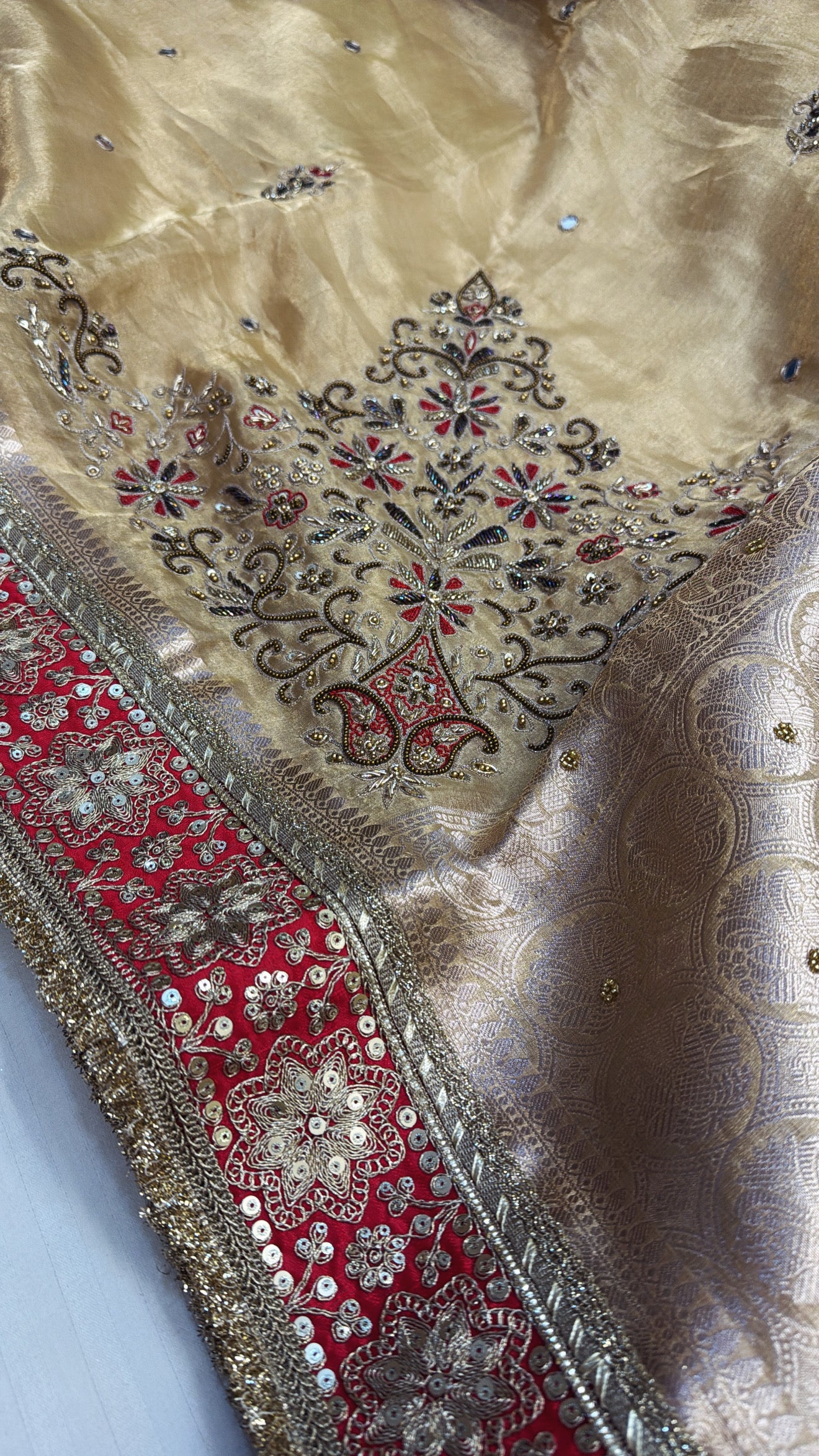 Wedding edit - Husn butter gold tissue silk meenakari hand embroidered saree