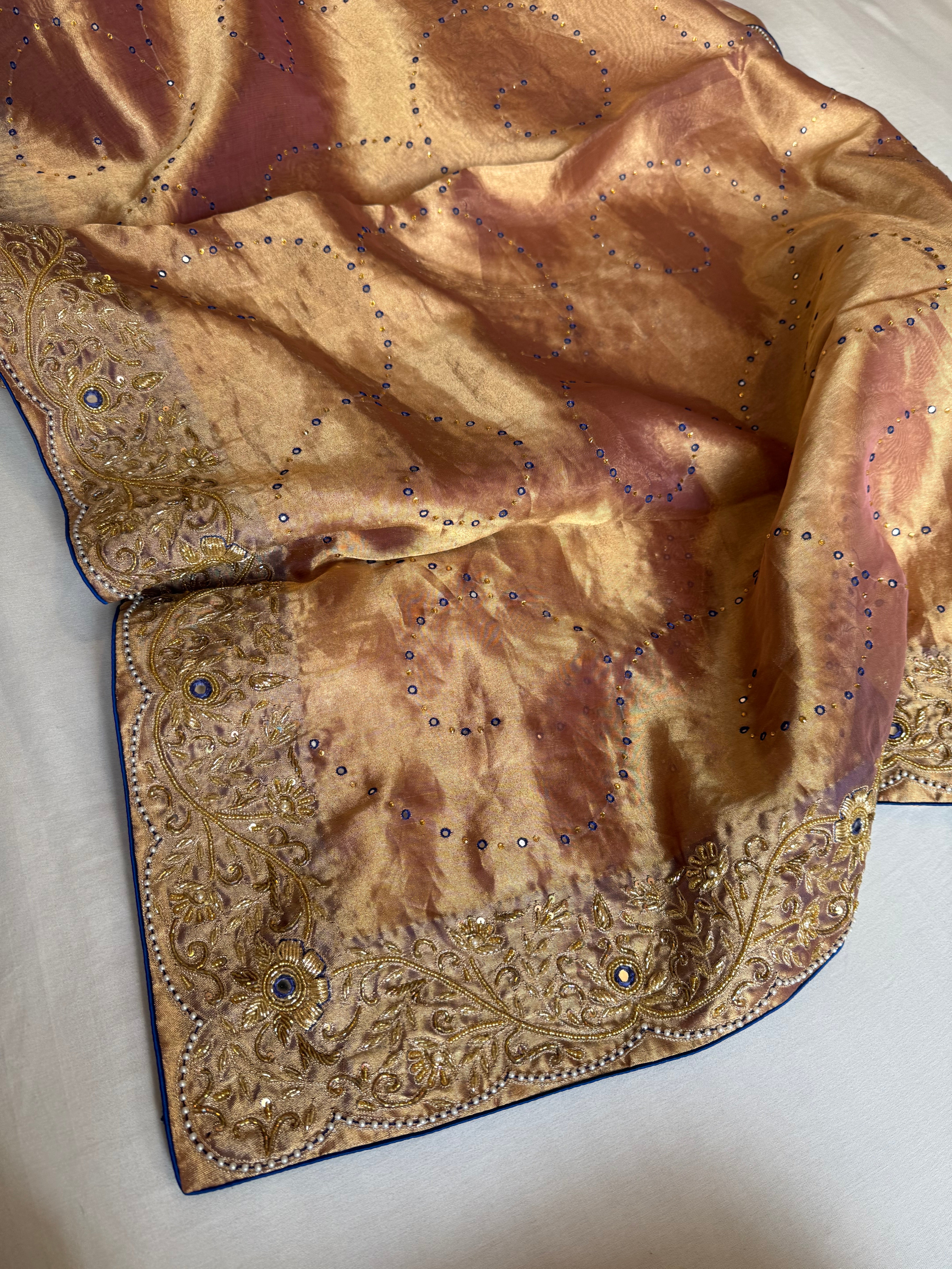 Umrao jaan inspired double diamond tissue silk zardozi work sarees