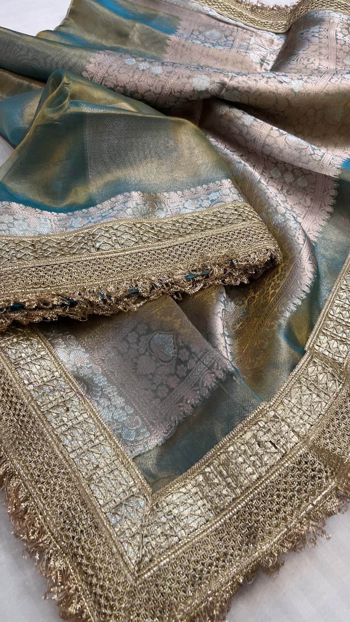 Maharani water blue tissue silk saree