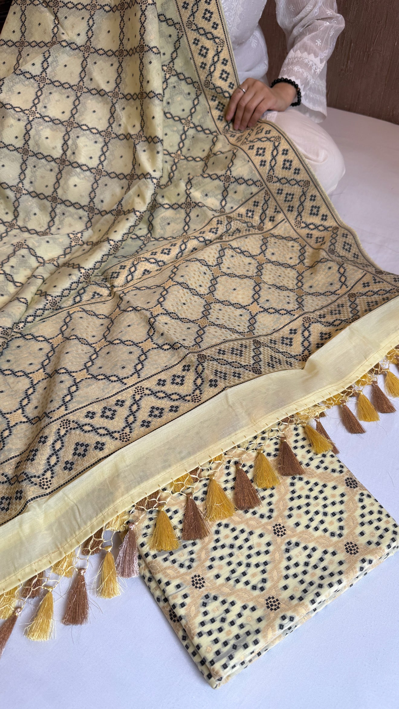 Banarasi cotton resham meenakari suit set