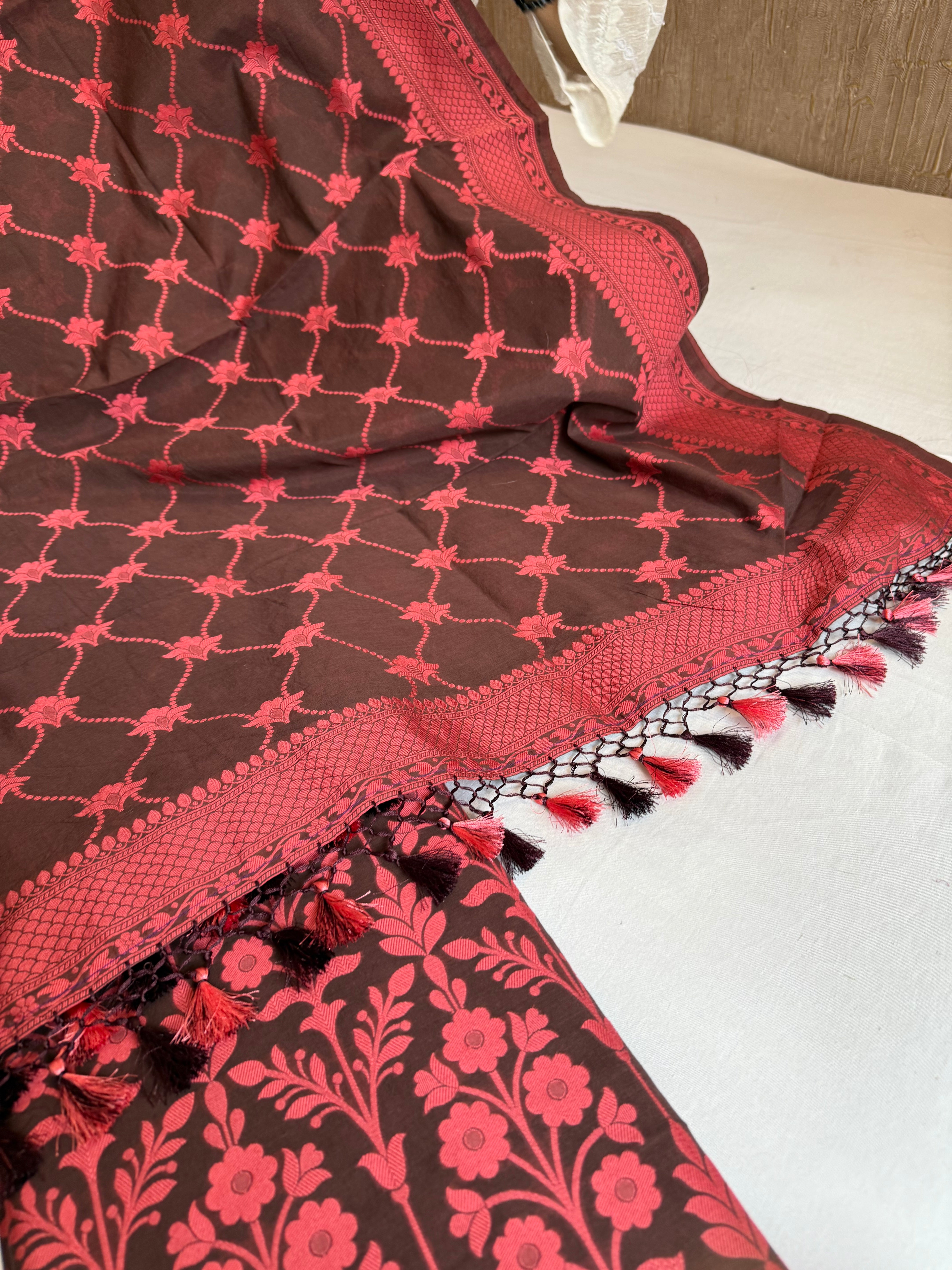 Banarasi cotton resham meenakari suit sey