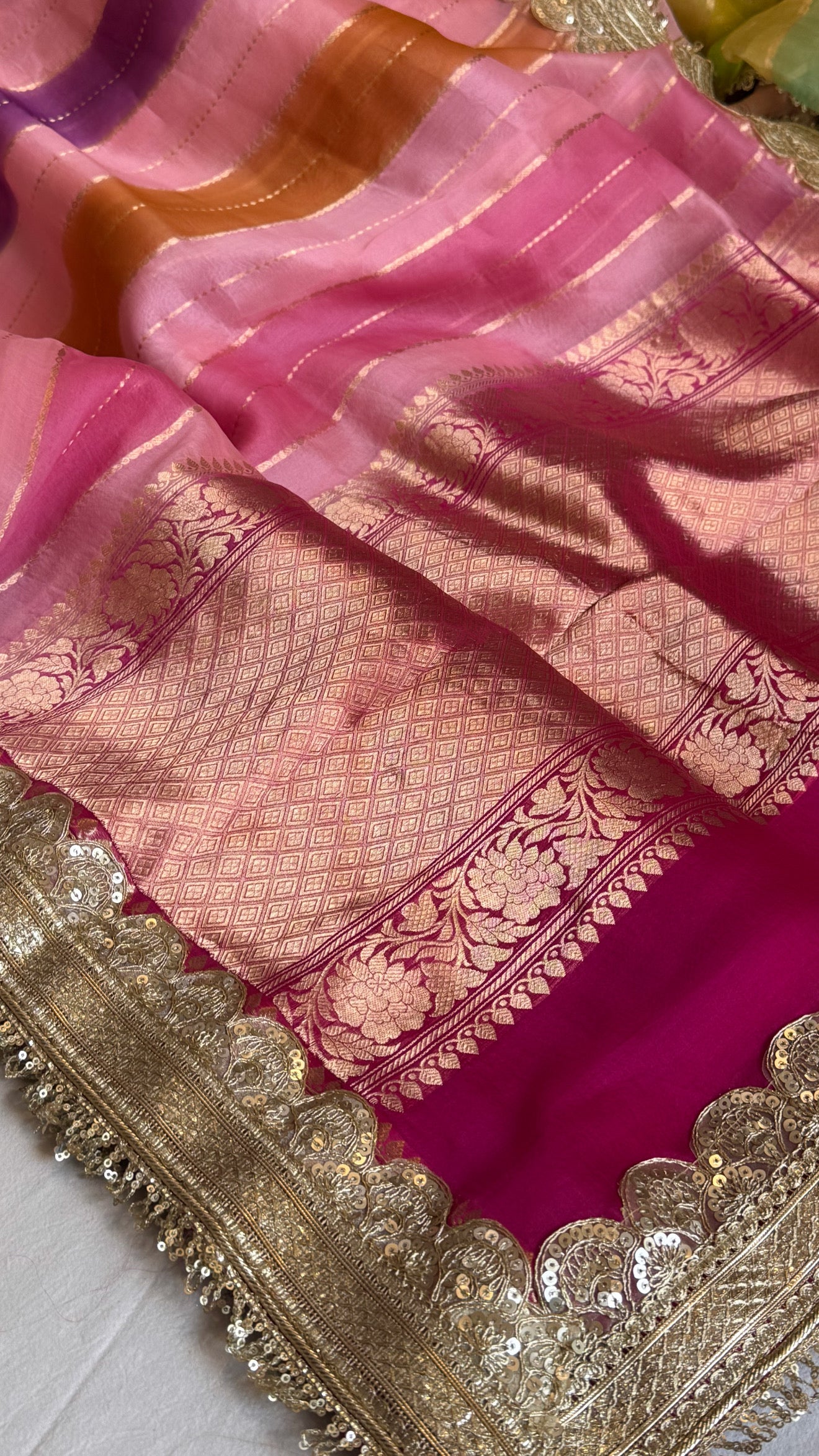 Rangeela edit kora silk striped rangkaat kadhwa weaving saree